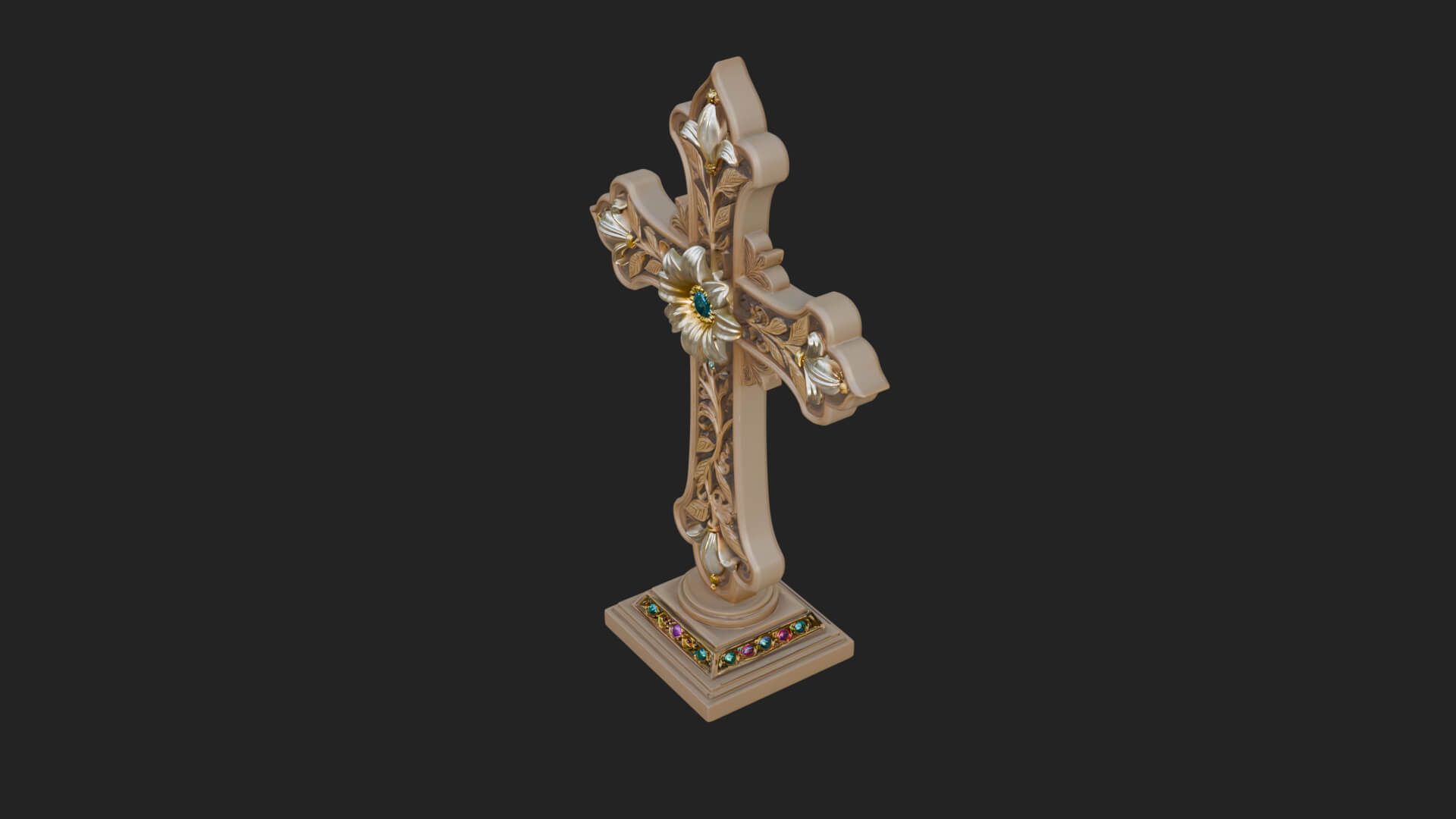 Standing Gem Cross Model Design 17 3D Print Model 3D Model
