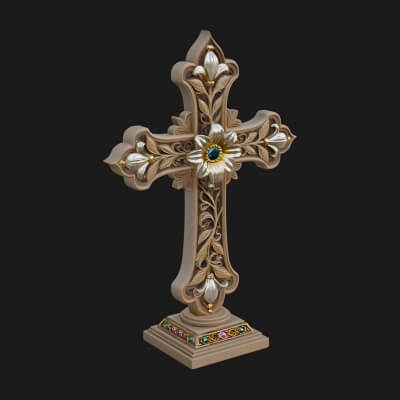 Standing Gem Cross Model Design 17 3D Print Model