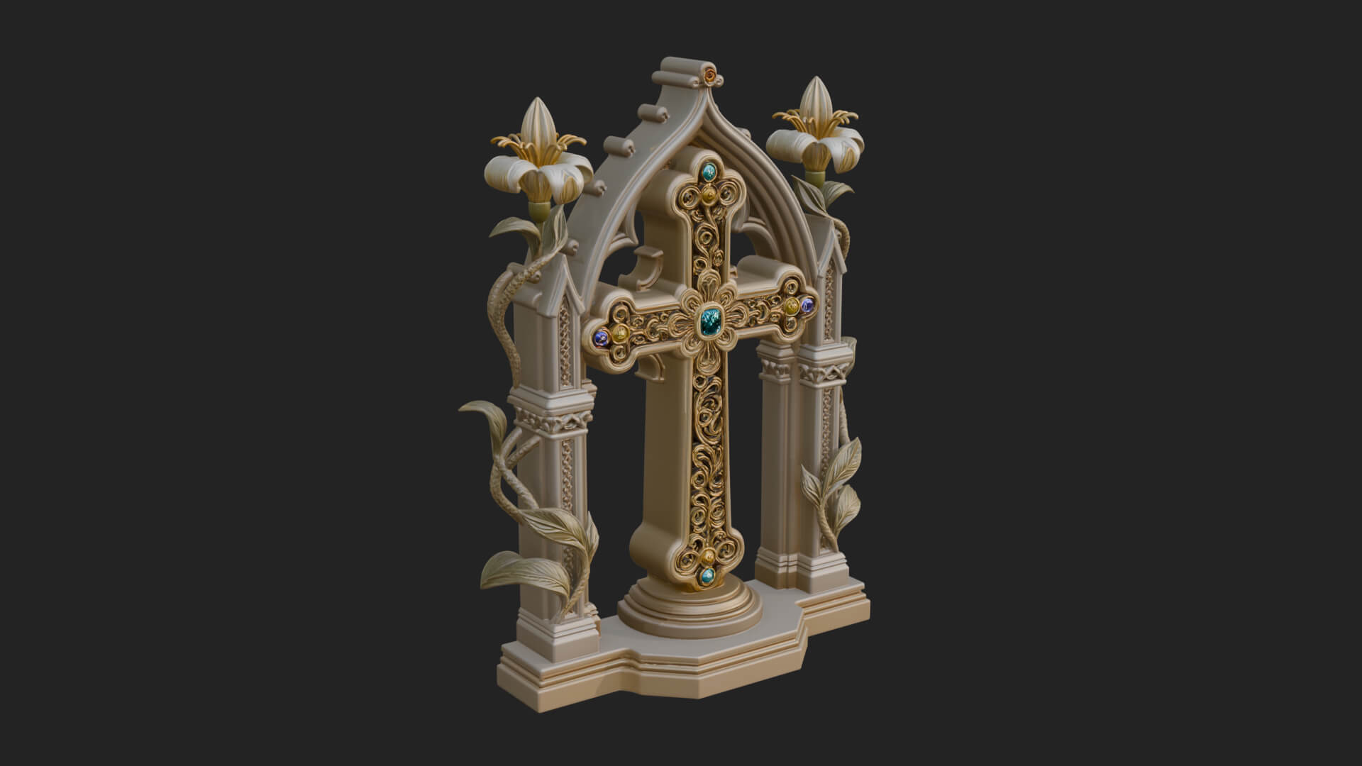 Standing Gem Cross Model Design 18 3D Print Model 3D Model