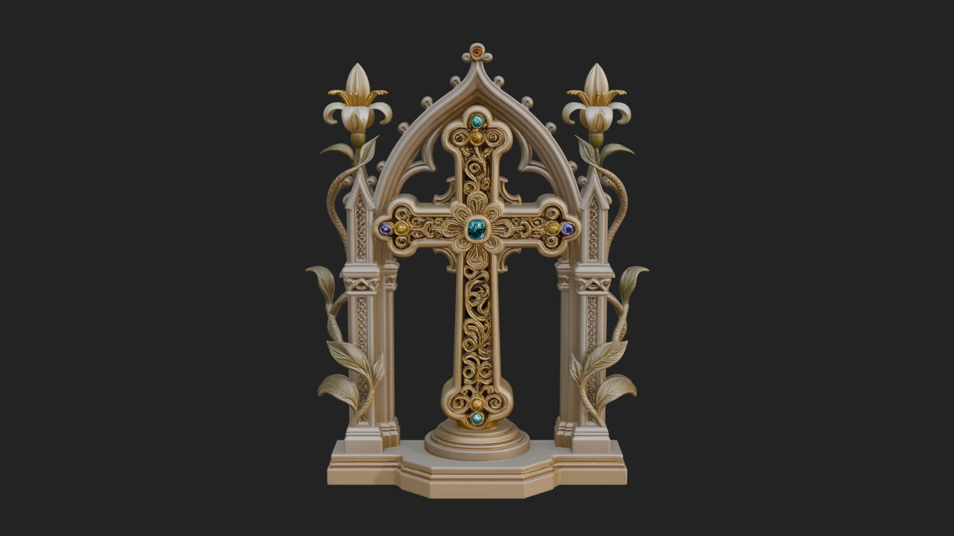 Standing Gem Cross Model Design 18 3D Print Model 3D Model