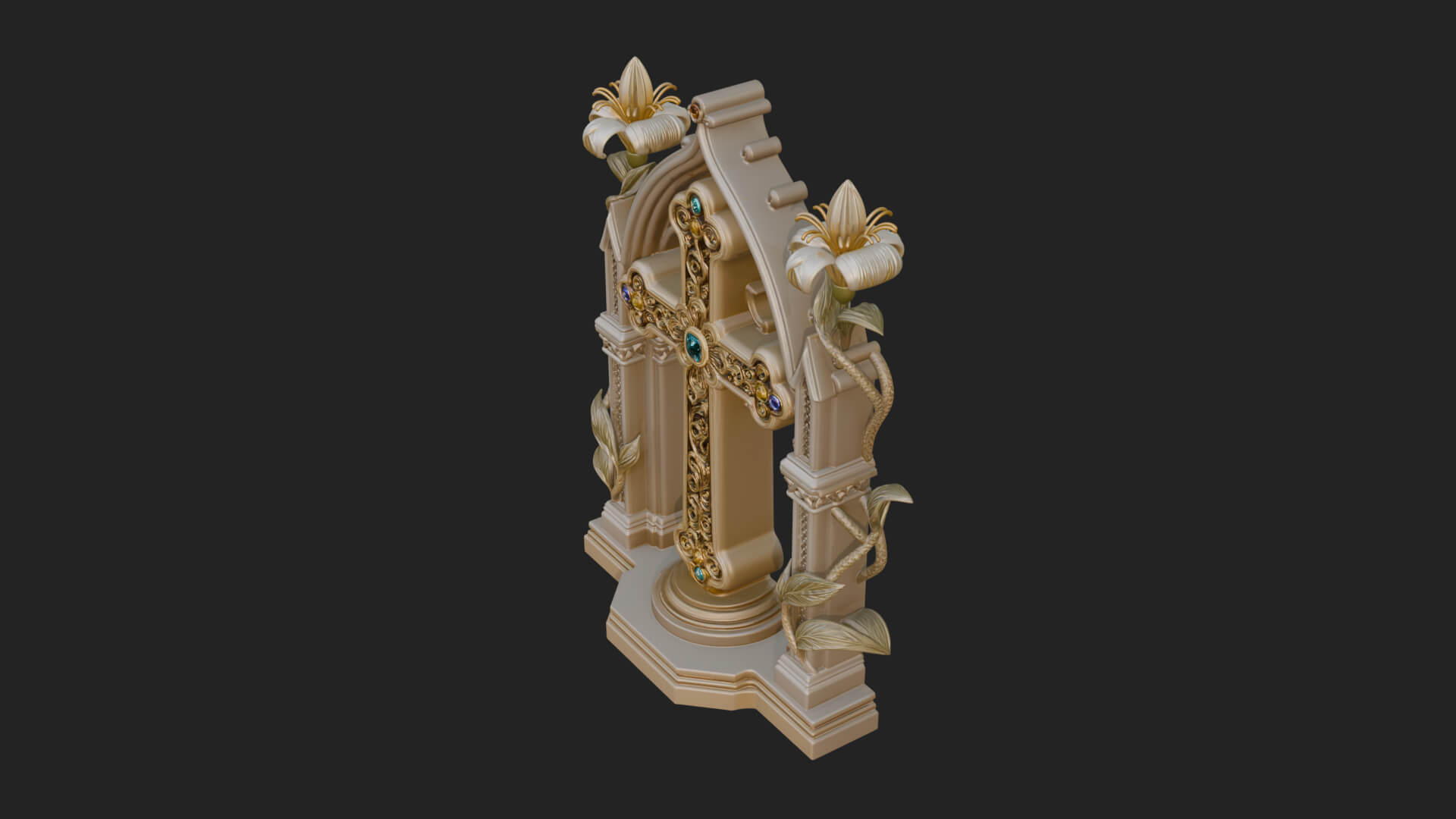 Standing Gem Cross Model Design 18 3D Print Model 3D Model