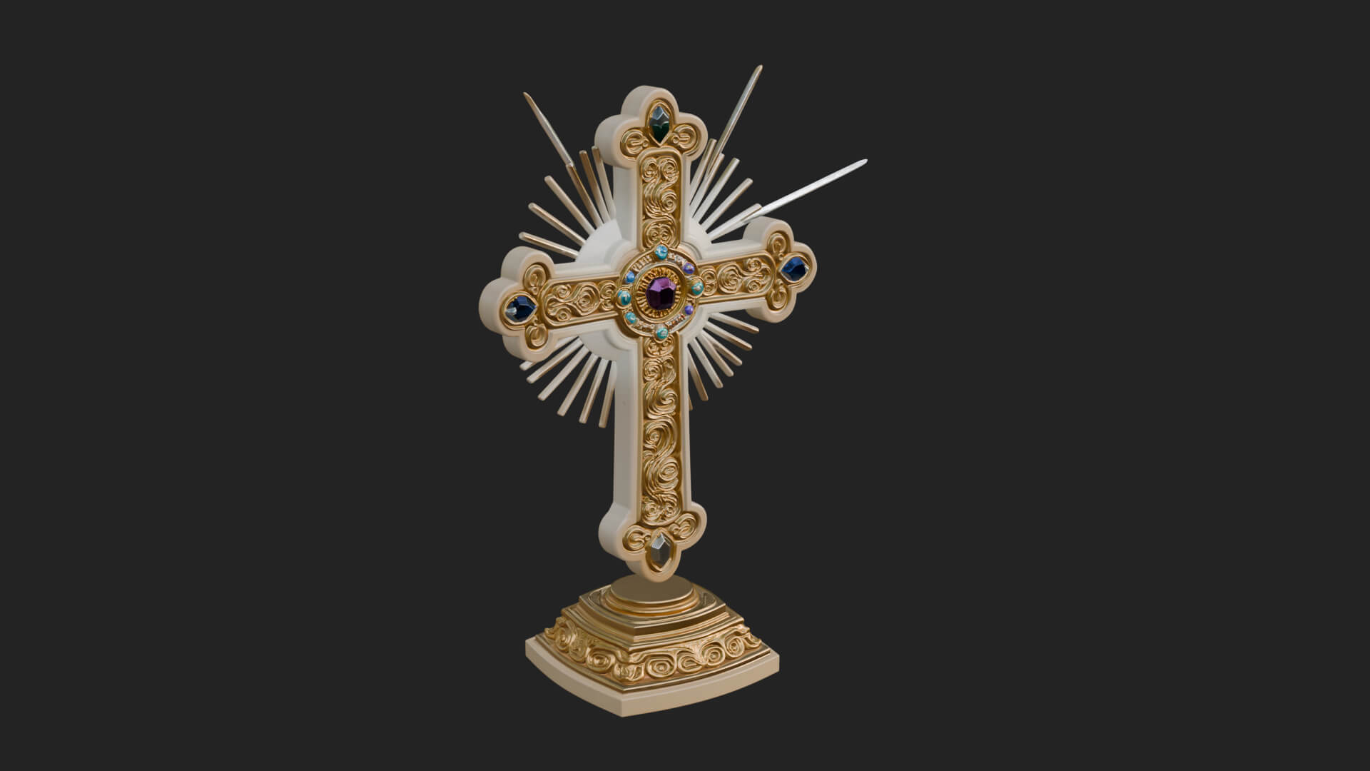 Standing Gem Cross Model Design 2 3D Print Model 3D Model