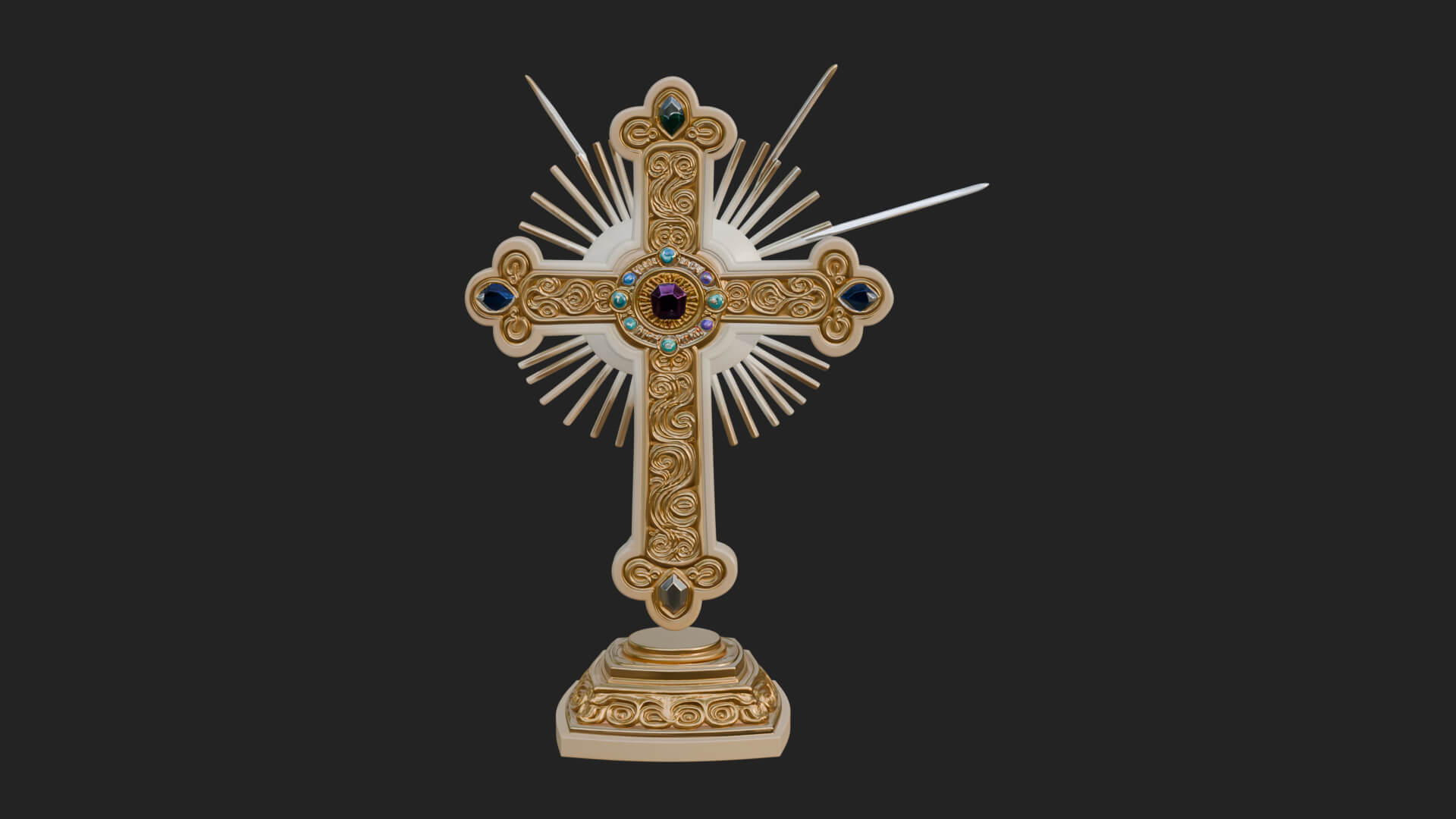 Standing Gem Cross Model Design 2 3D Print Model 3D Model