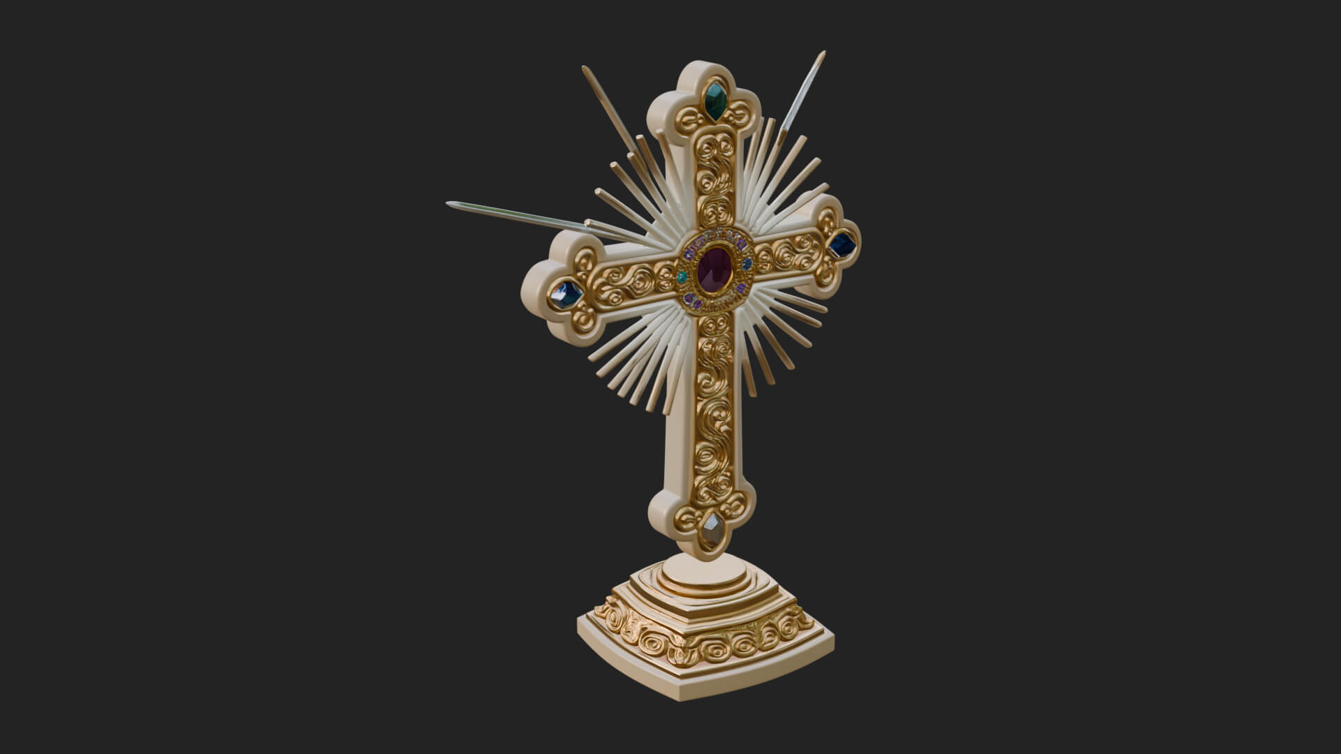 Standing Gem Cross Model Design 2 3D Print Model 3D Model