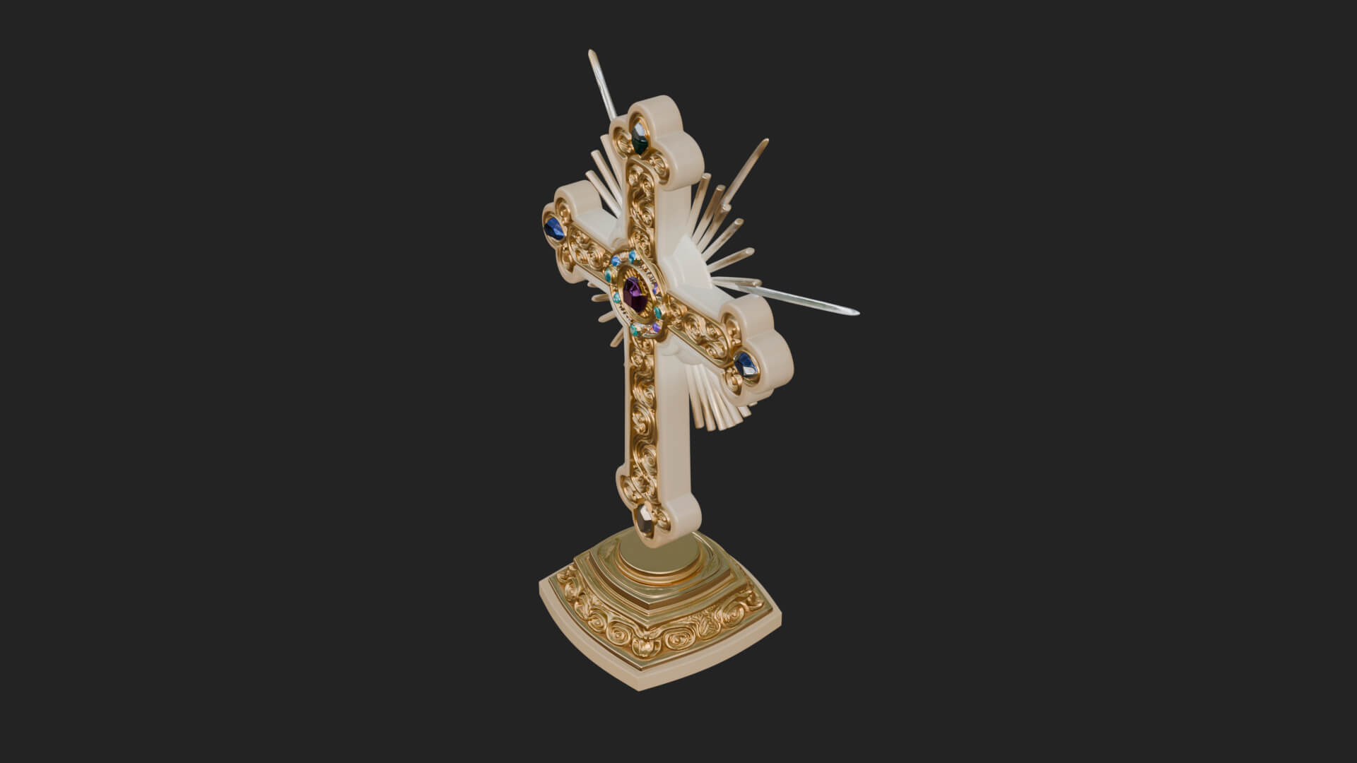 Standing Gem Cross Model Design 2 3D Print Model 3D Model