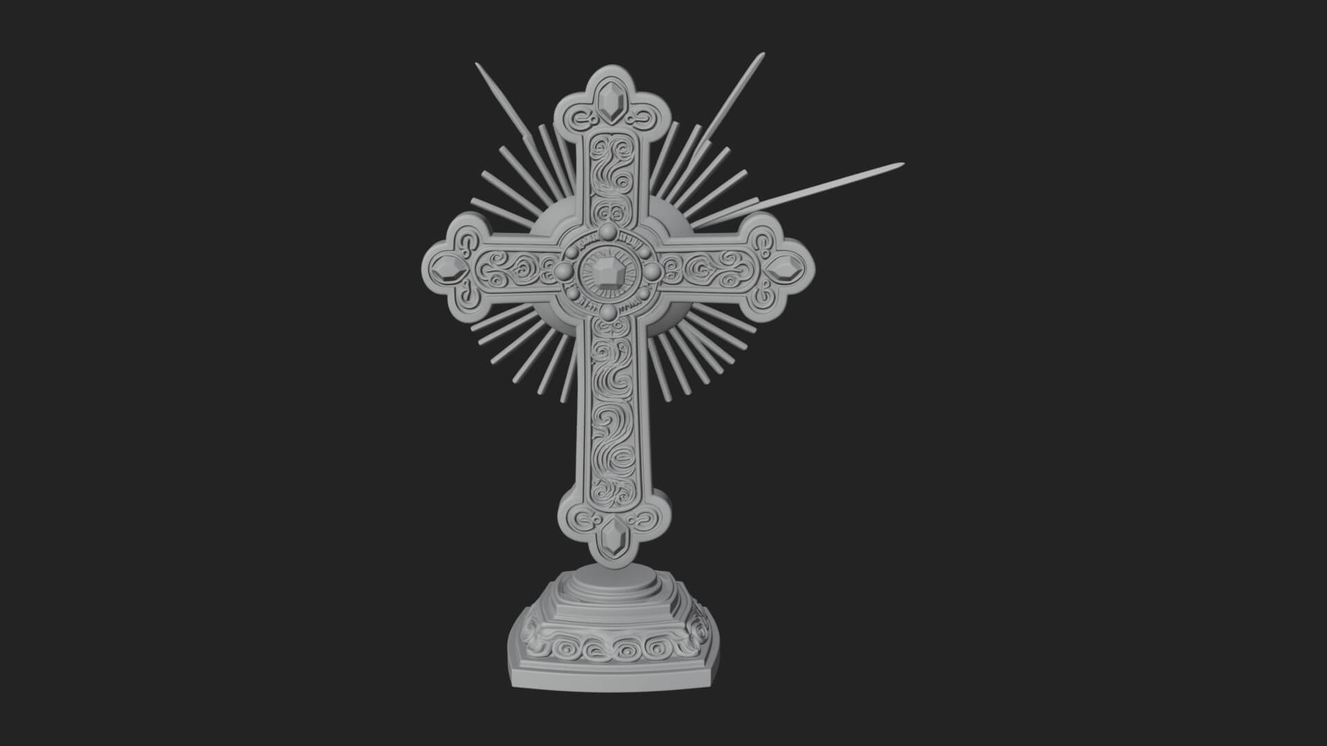 Standing Gem Cross Model Design 2 3D Print Model 3D Model