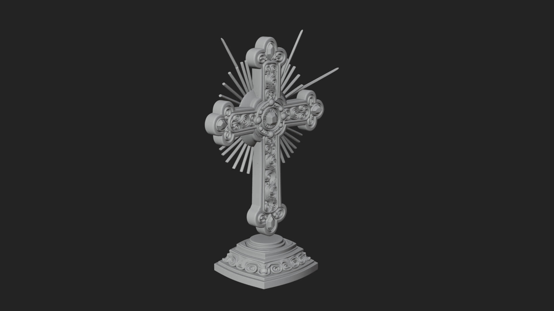 Standing Gem Cross Model Design 2 3D Print Model 3D Model