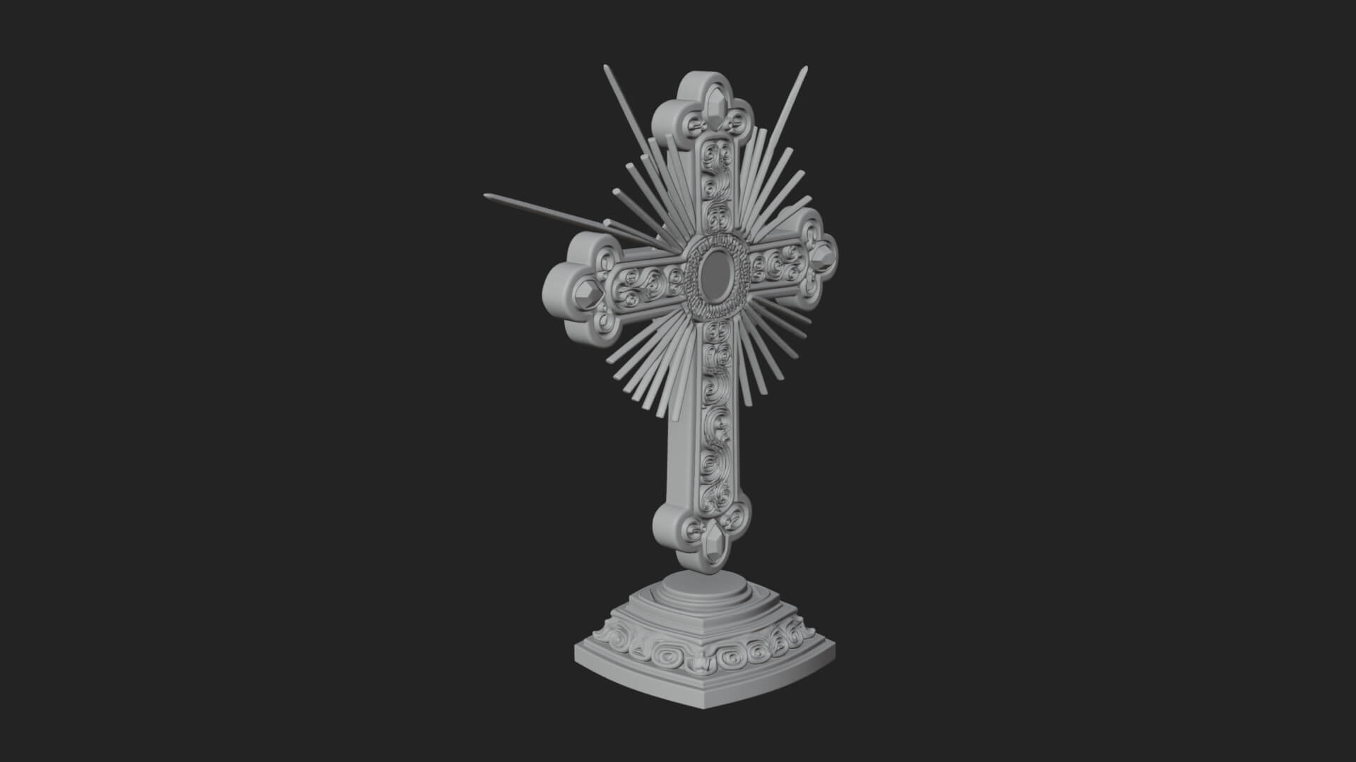 Standing Gem Cross Model Design 2 3D Print Model 3D Model