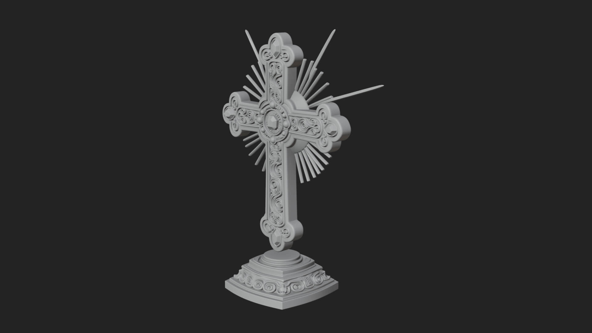 Standing Gem Cross Model Design 2 3D Print Model 3D Model