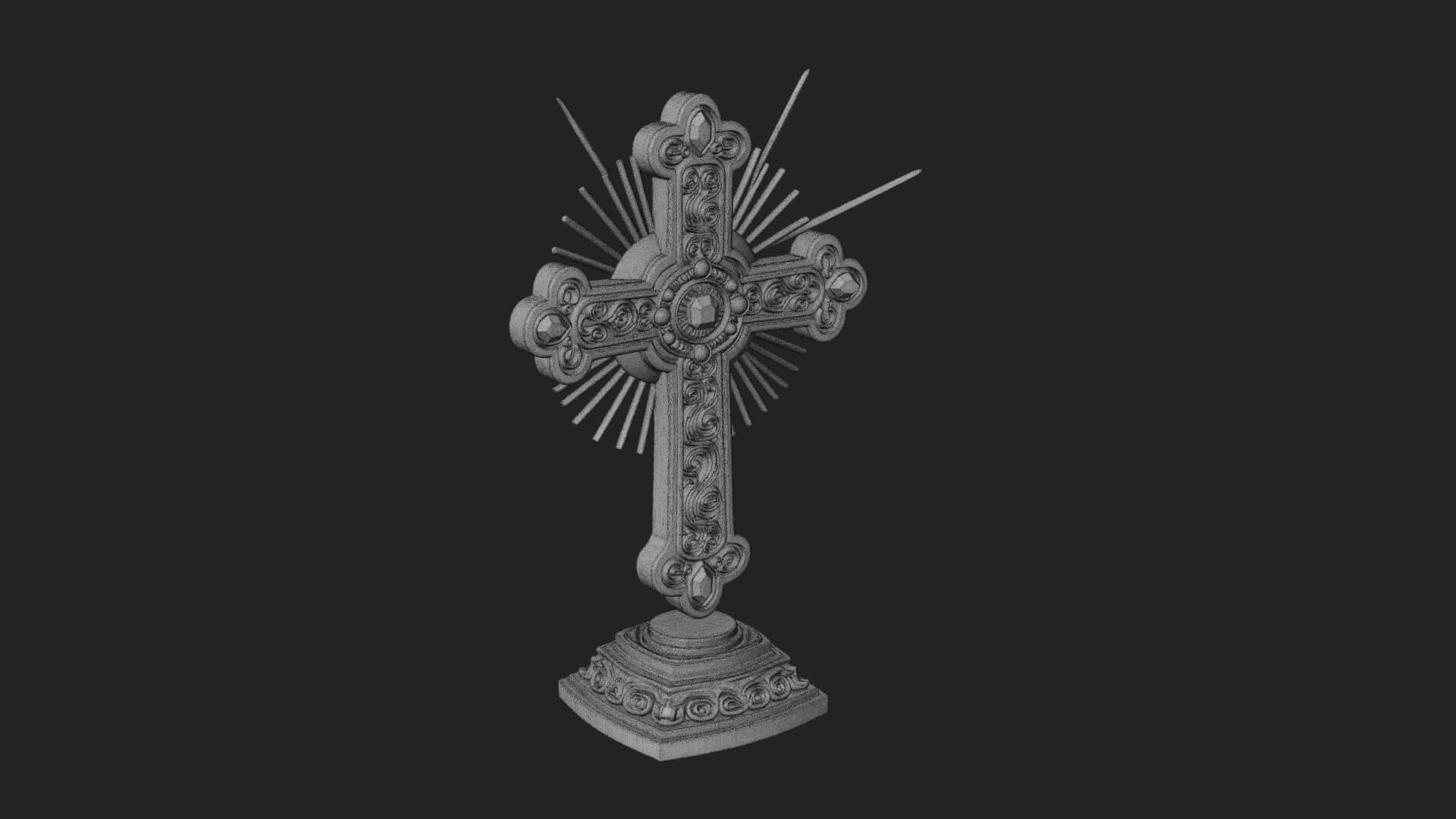 Standing Gem Cross Model Design 2 3D Print Model 3D Model