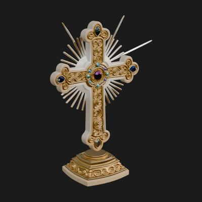 Standing Gem Cross Model Design 2 3D Print Model