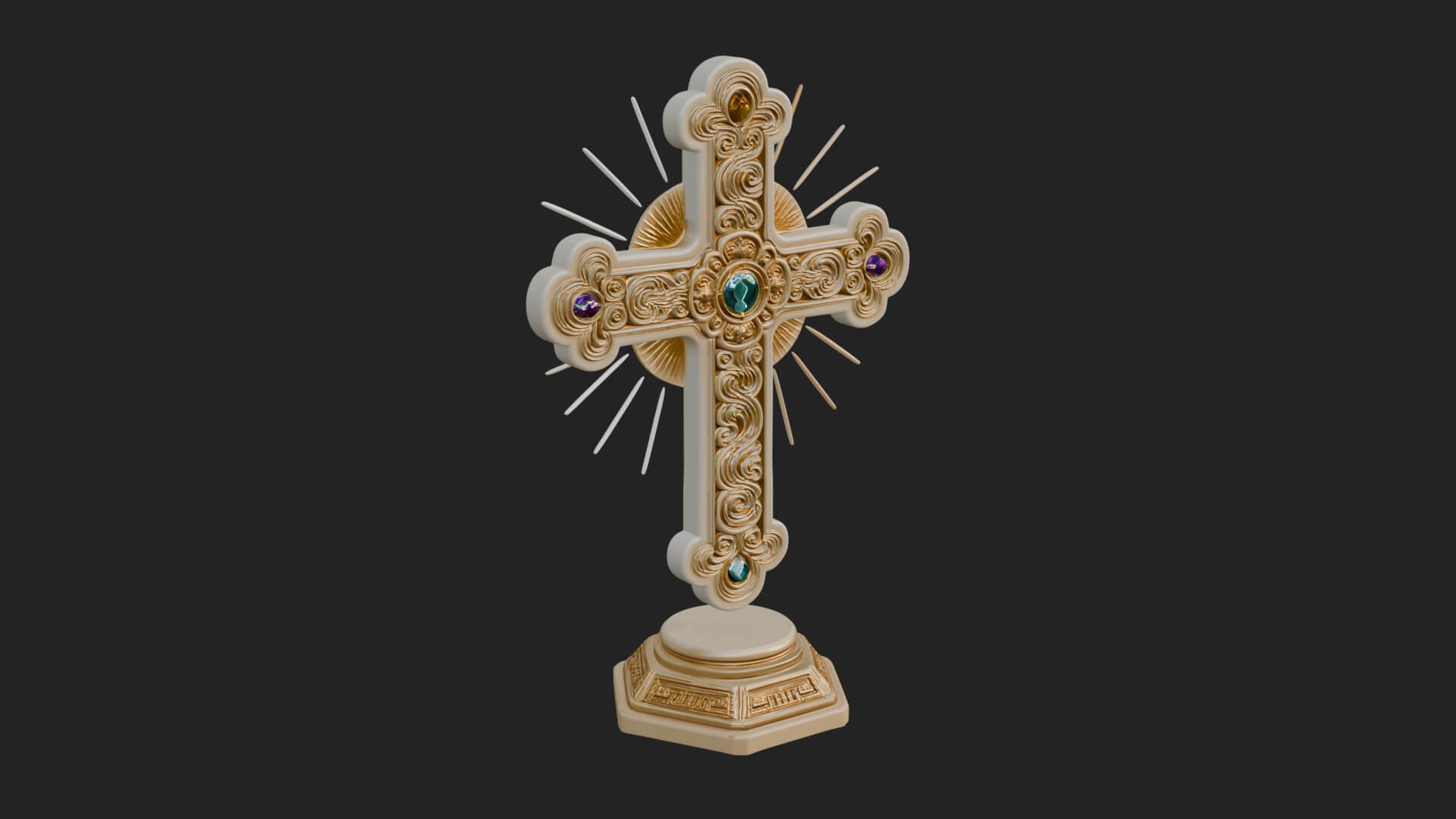 Standing Gem Cross Model Design 3 3D Print Model 3D Model