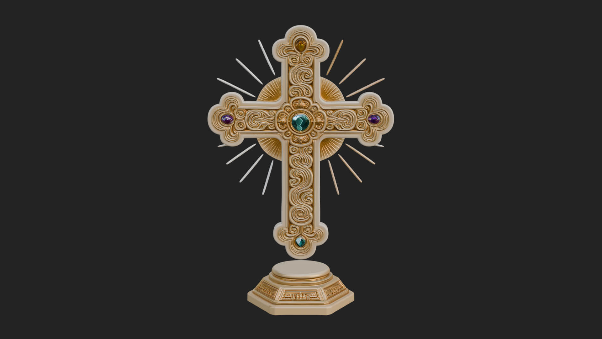 Standing Gem Cross Model Design 3 3D Print Model 3D Model