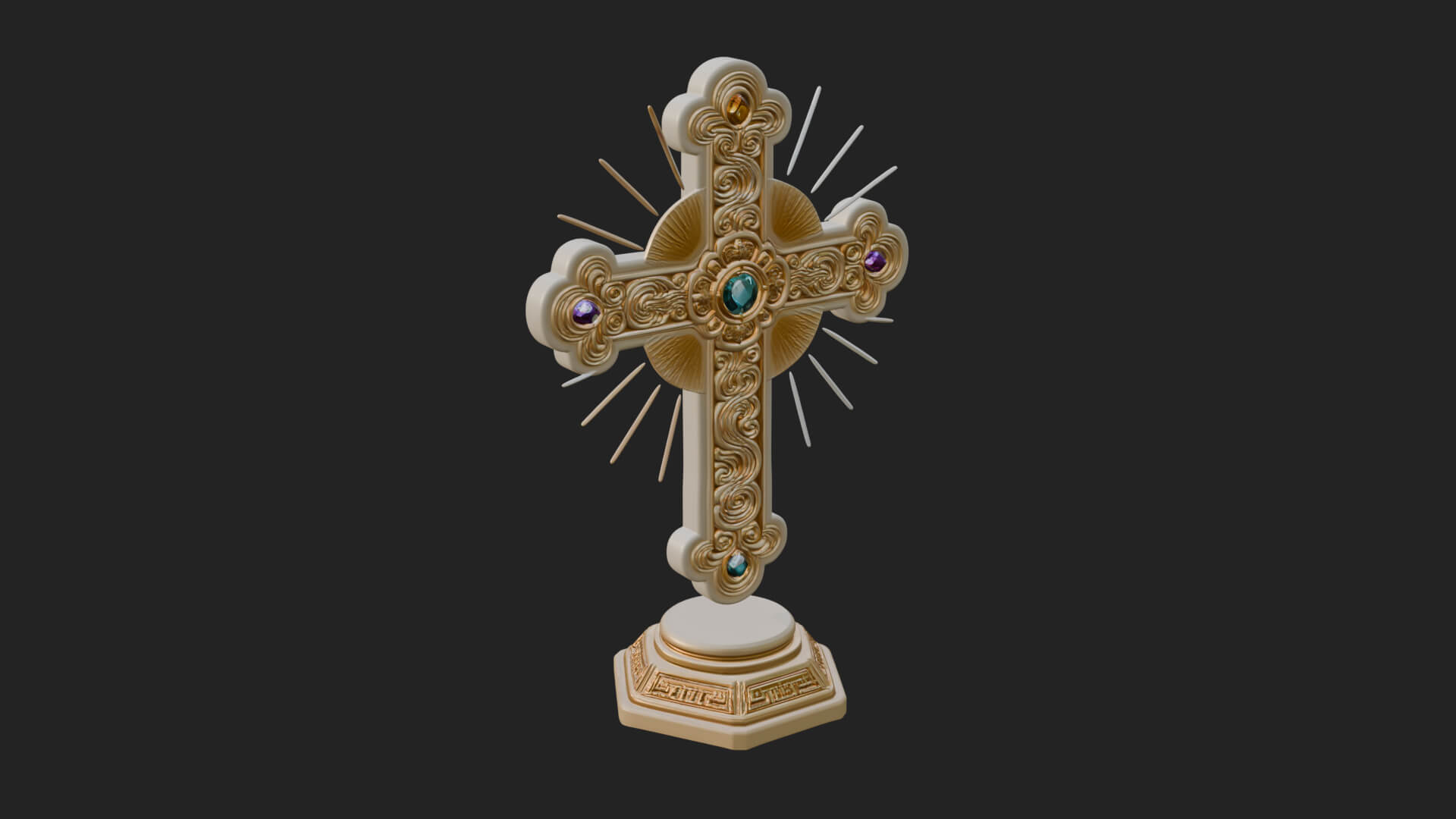 Standing Gem Cross Model Design 3 3D Print Model 3D Model