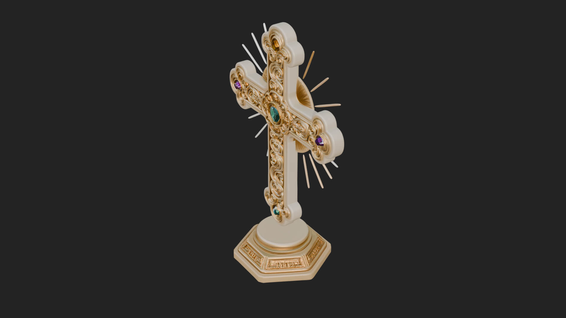Standing Gem Cross Model Design 3 3D Print Model 3D Model