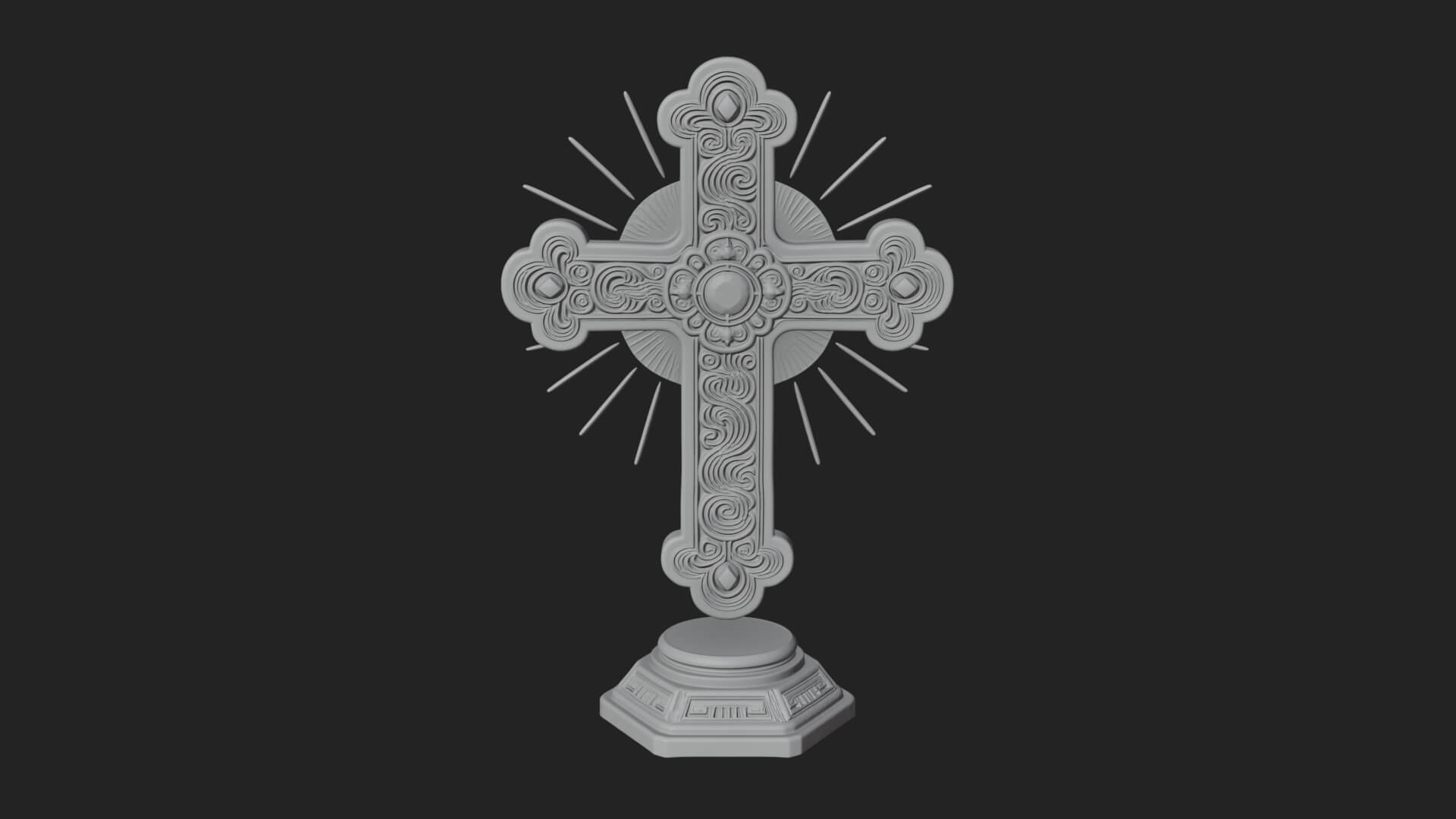 Standing Gem Cross Model Design 3 3D Print Model 3D Model