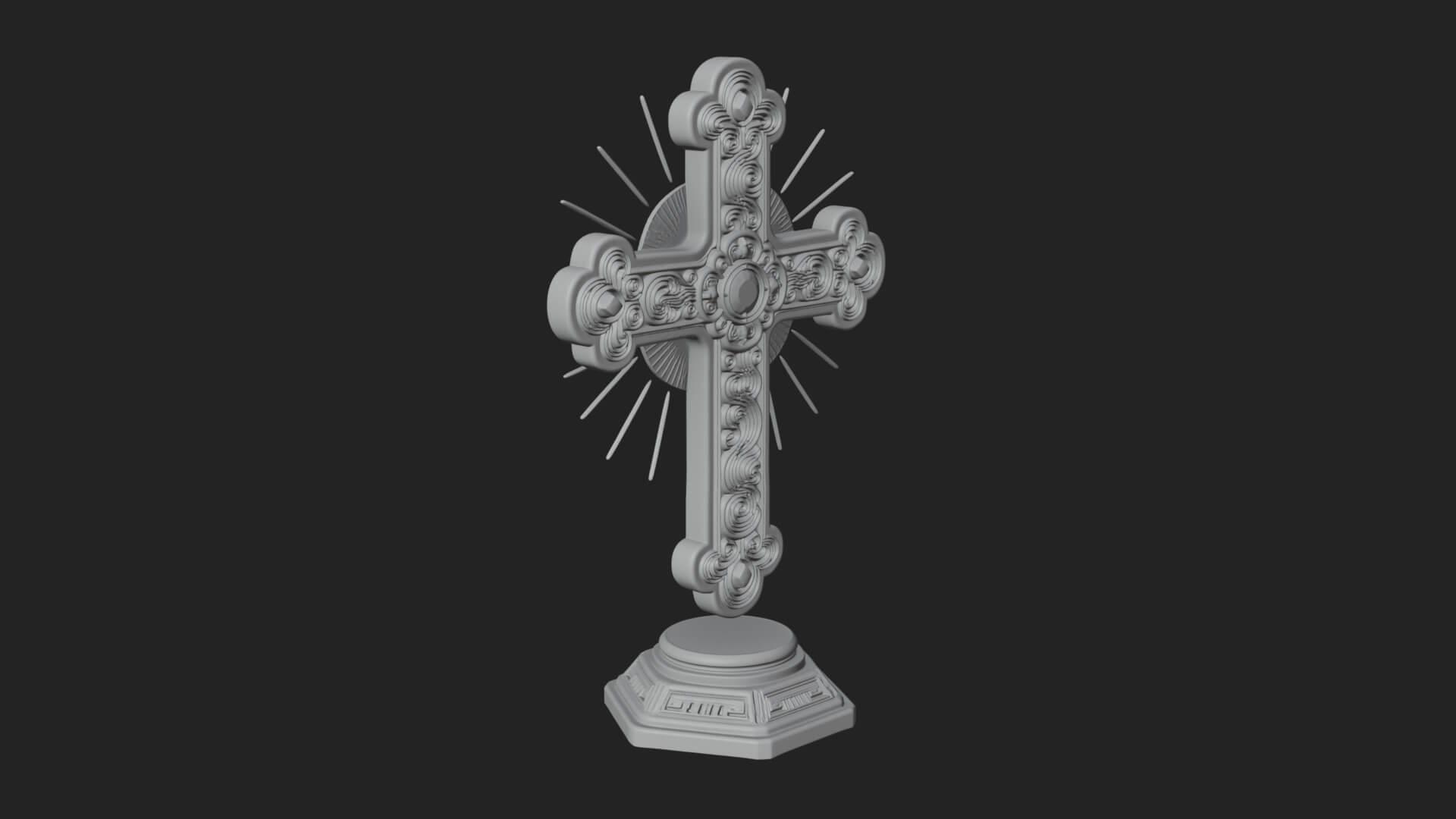 Standing Gem Cross Model Design 3 3D Print Model 3D Model