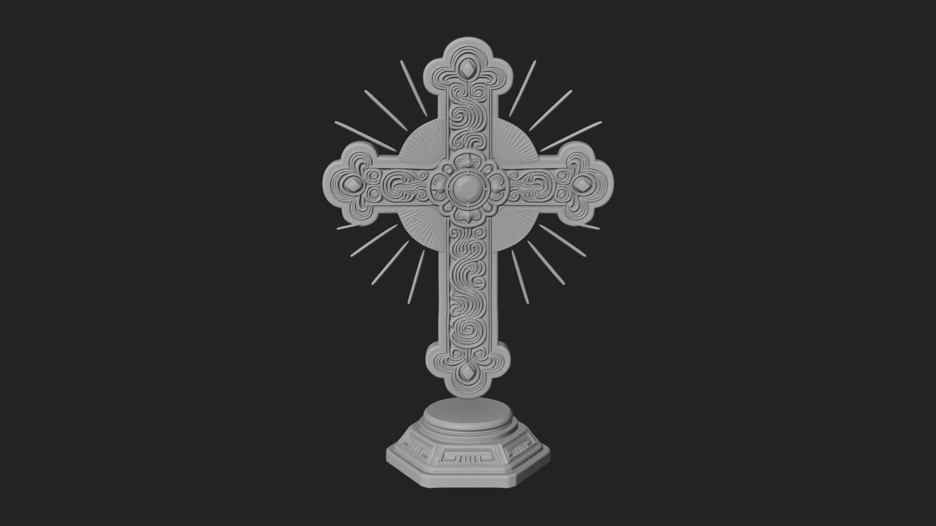 Standing Gem Cross Model Design 3 3D Print Model 3D Model