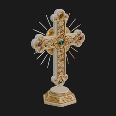 Standing Gem Cross Model Design 3 3D Print Model