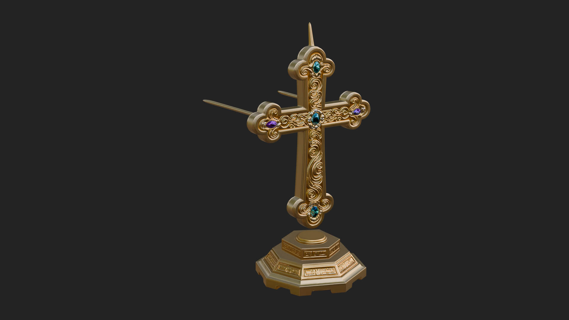 Standing Gem Cross Model Design 4 3D Print Model 3D Model