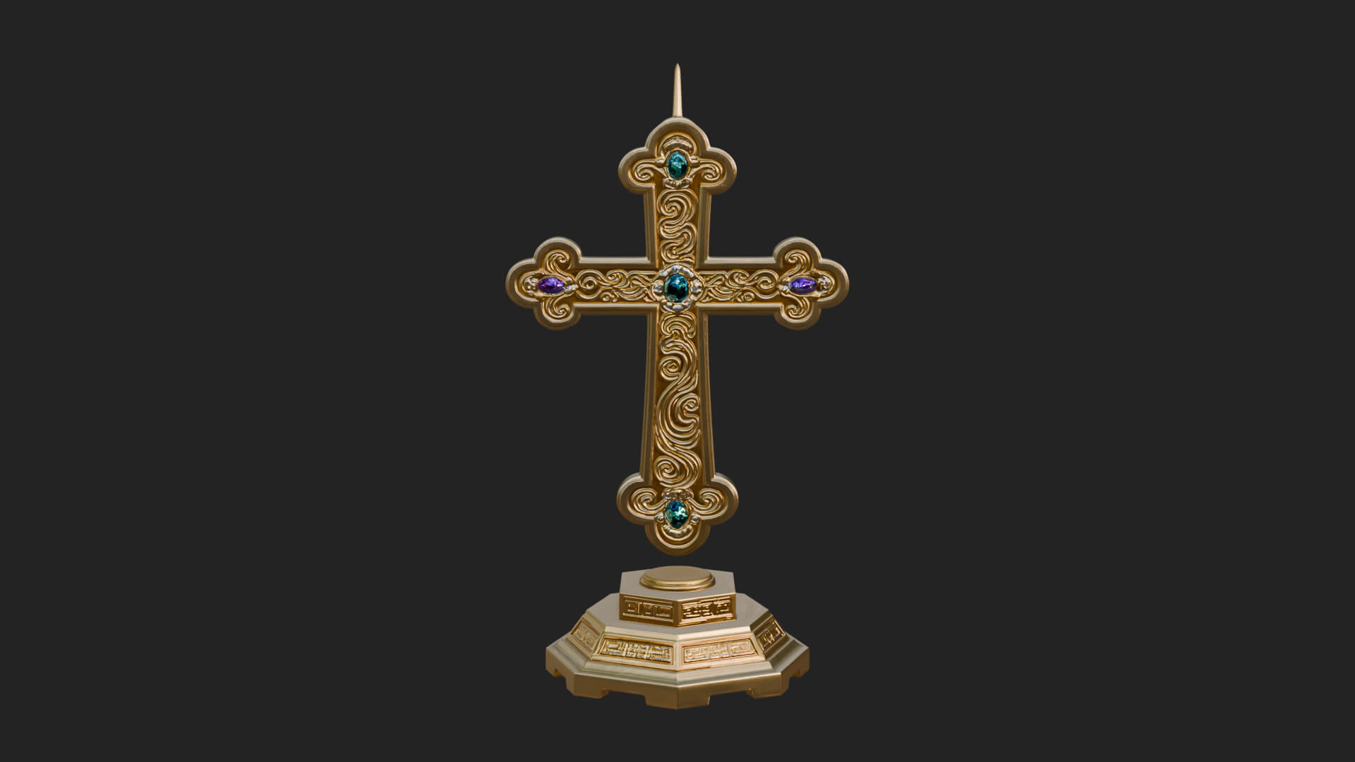 Standing Gem Cross Model Design 4 3D Print Model 3D Model