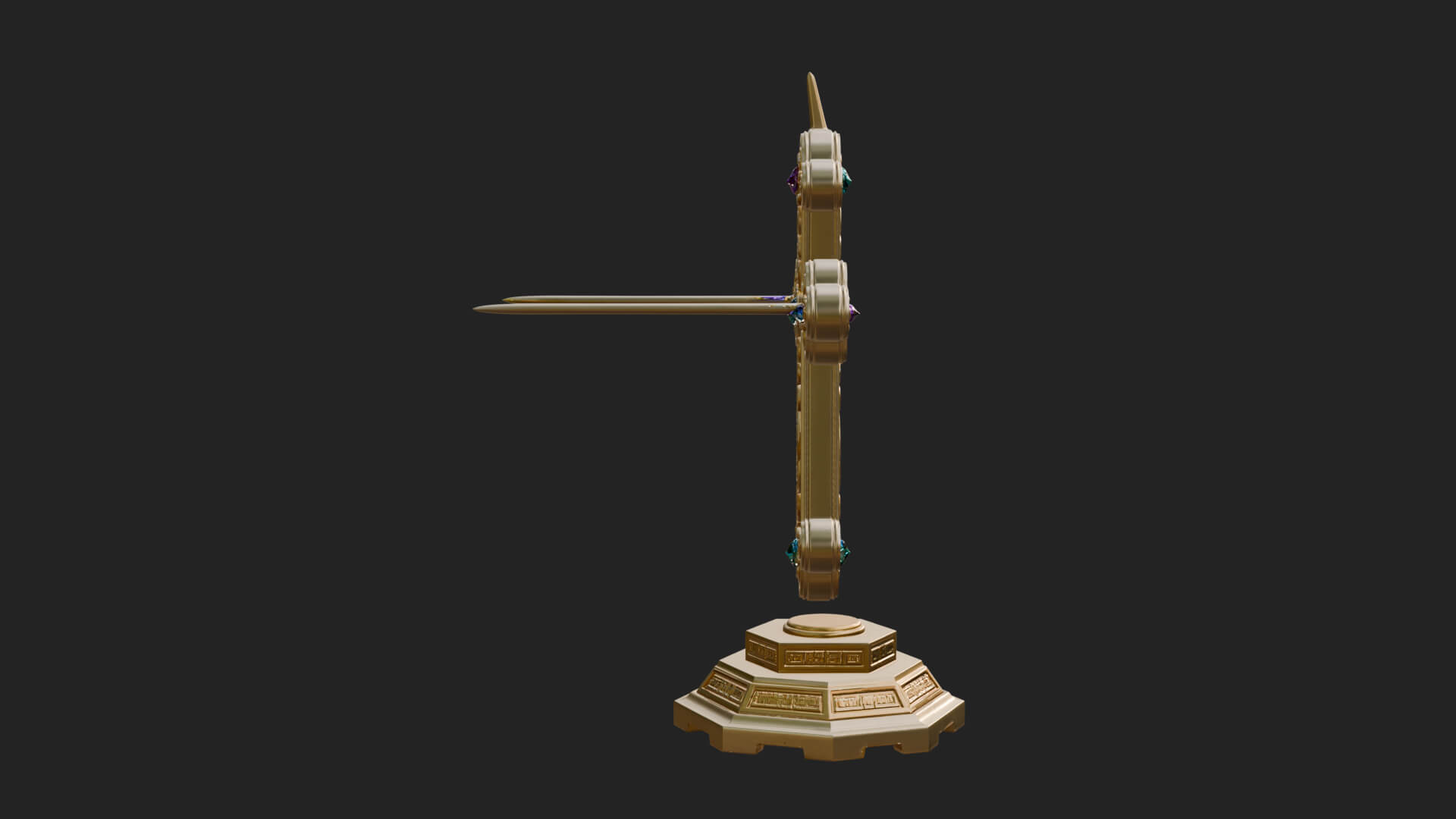 Standing Gem Cross Model Design 4 3D Print Model 3D Model