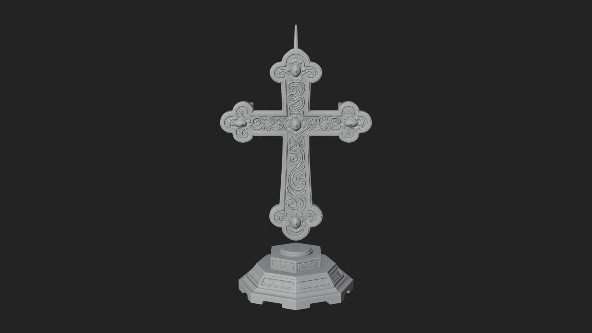 Standing Gem Cross Model Design 4 3D Print Model 3D Model