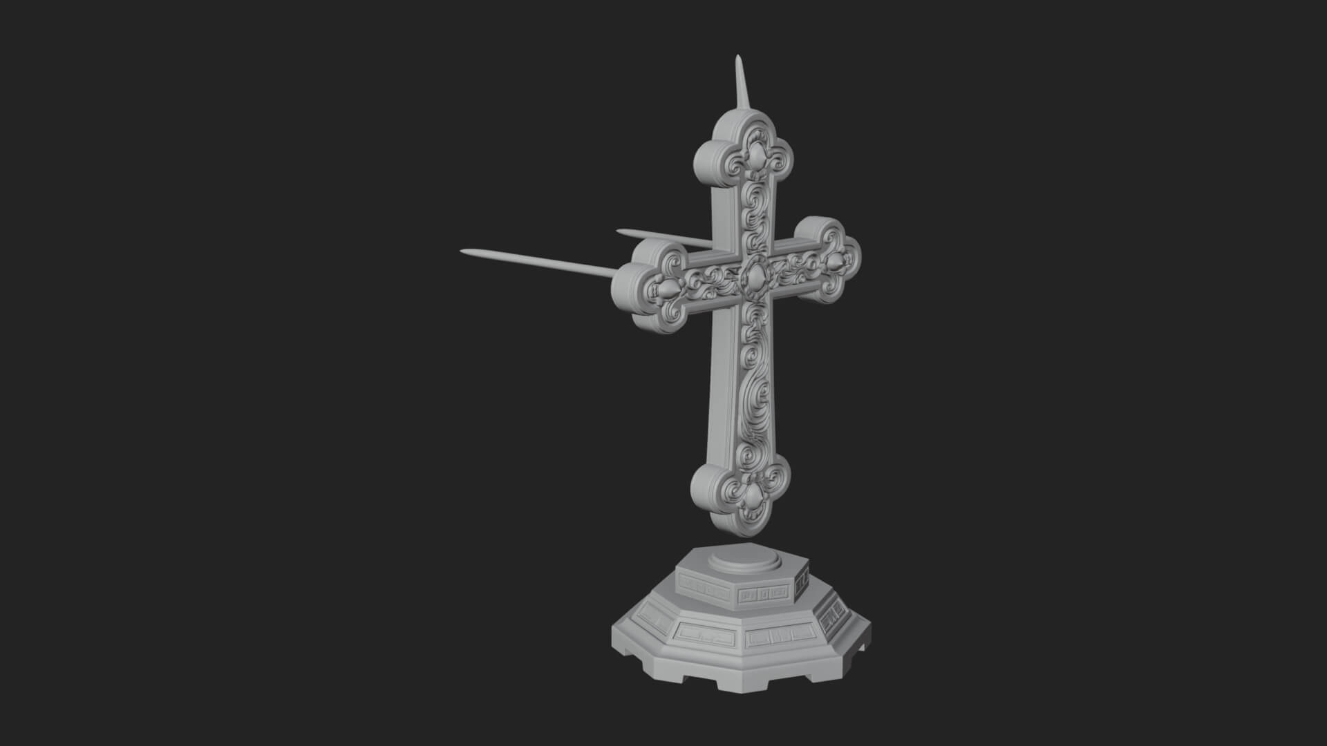Standing Gem Cross Model Design 4 3D Print Model 3D Model