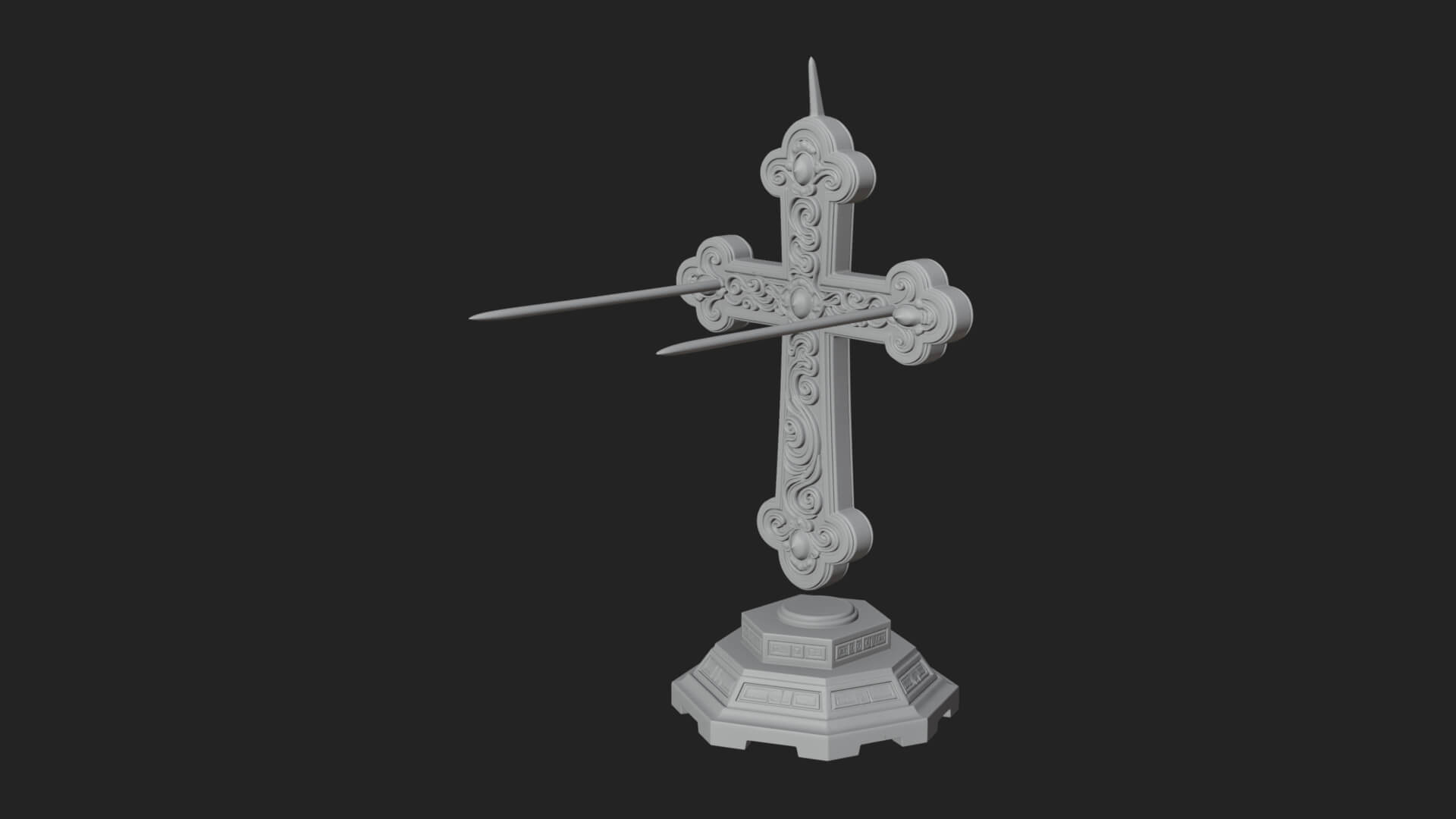 Standing Gem Cross Model Design 4 3D Print Model 3D Model