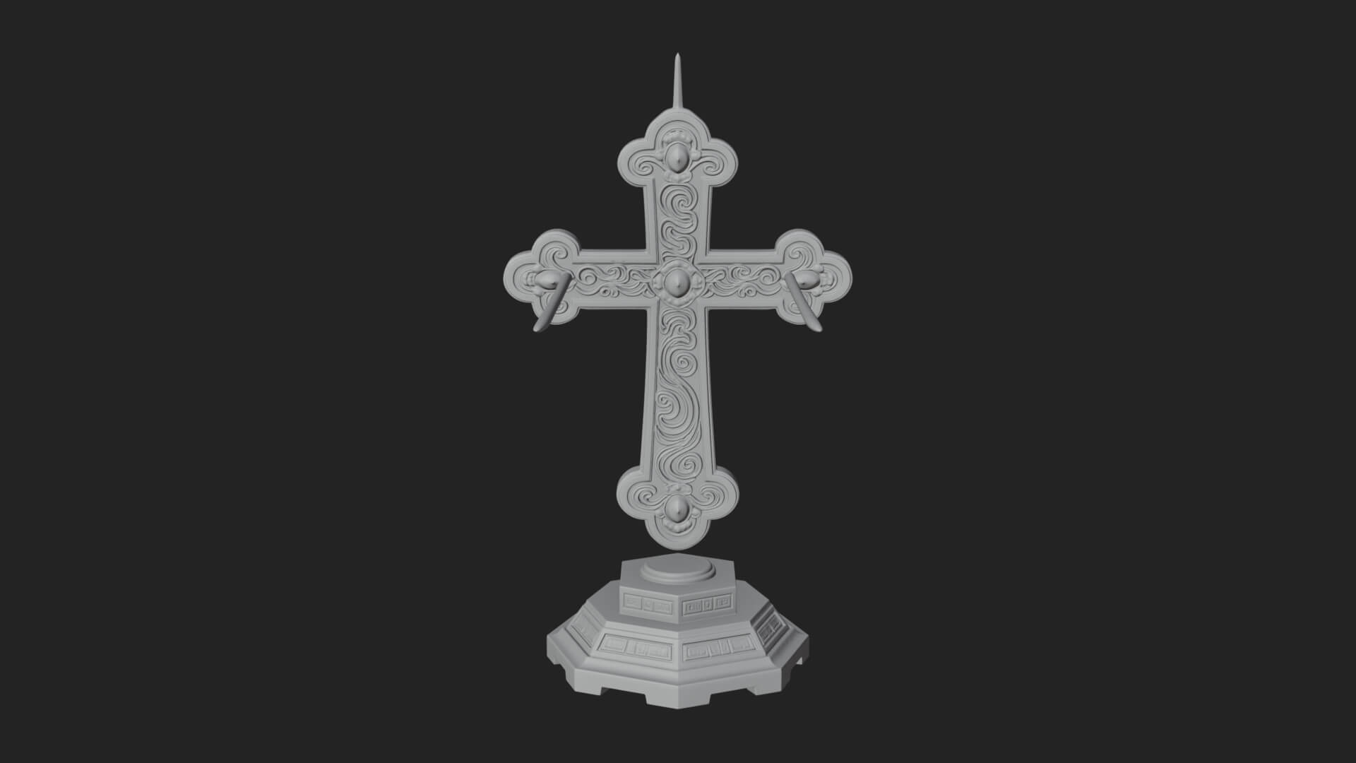 Standing Gem Cross Model Design 4 3D Print Model 3D Model