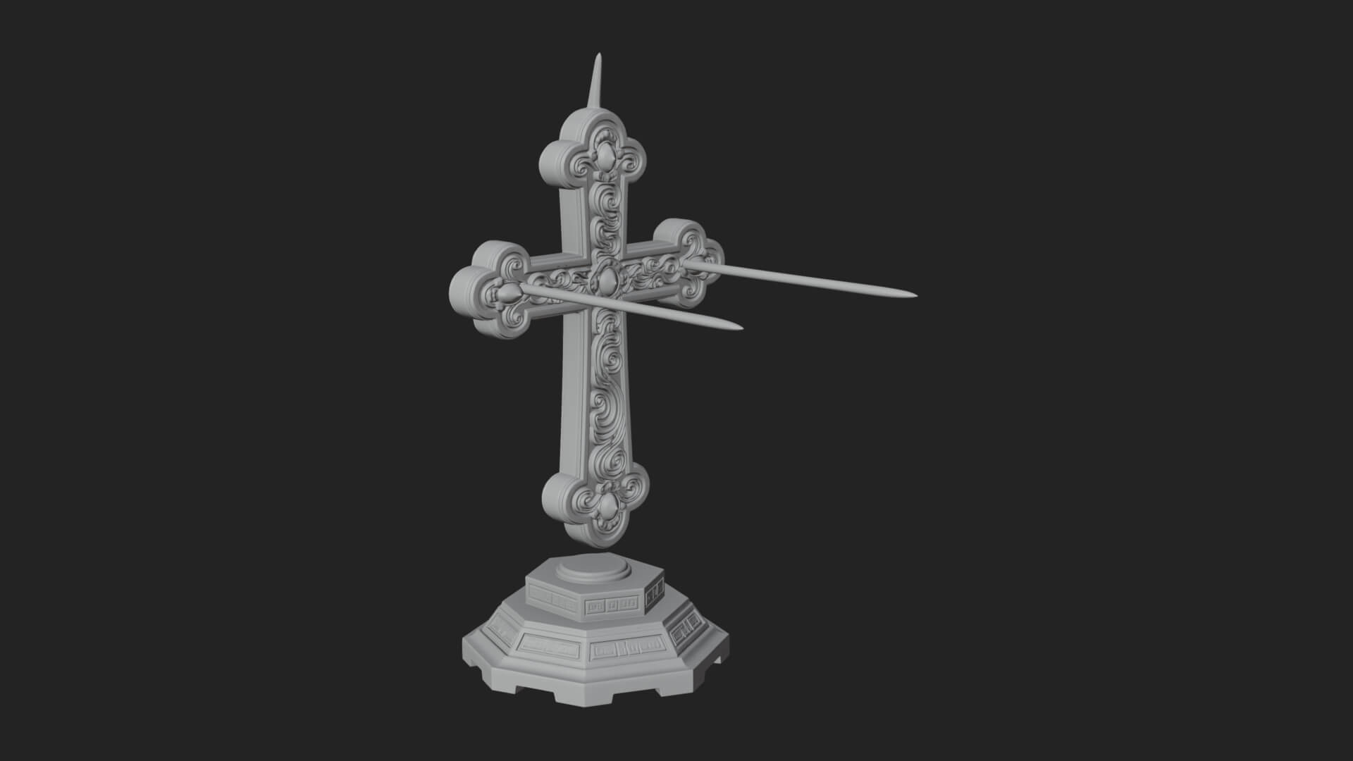 Standing Gem Cross Model Design 4 3D Print Model 3D Model