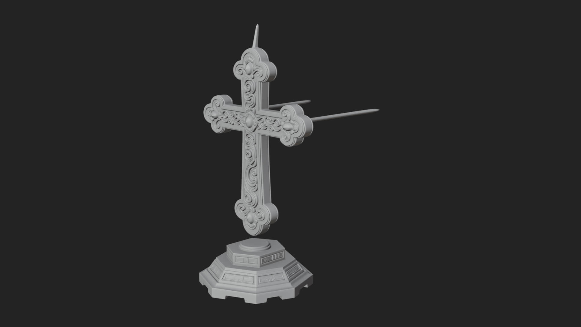 Standing Gem Cross Model Design 4 3D Print Model 3D Model