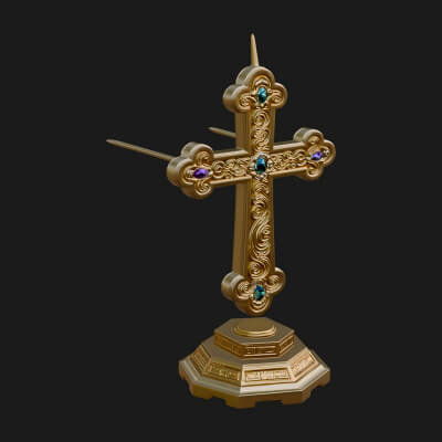Standing Gem Cross Model Design 4 3D Print Model