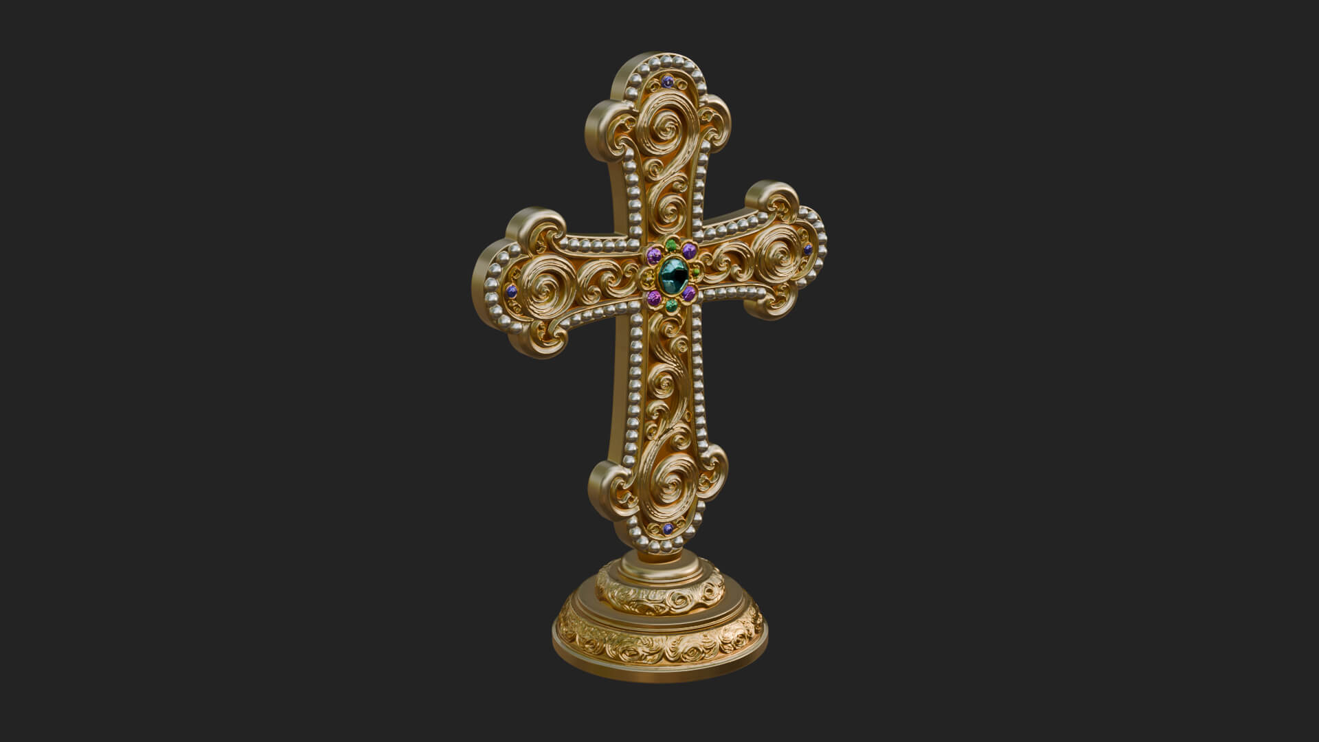 Standing Gem Cross Model Design 5 3D Print Model 3D Model