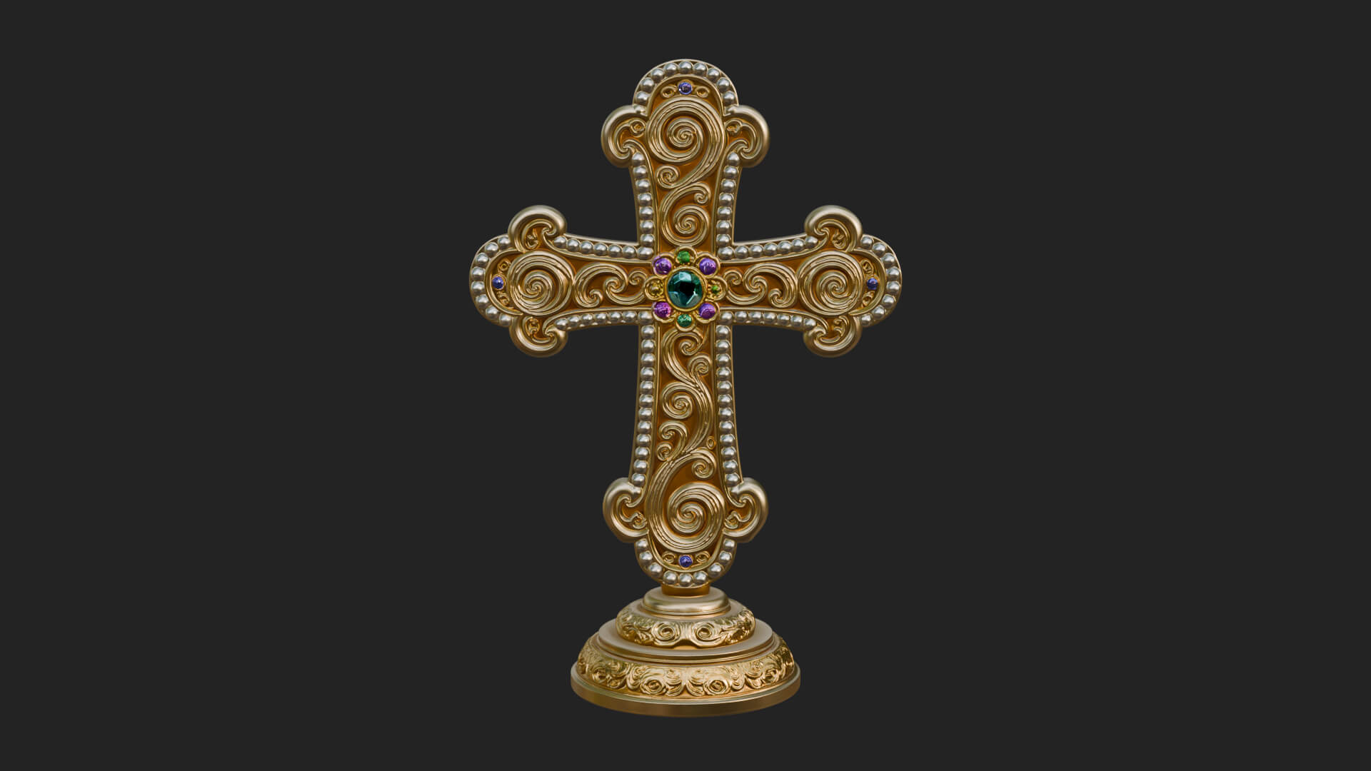 Standing Gem Cross Model Design 5 3D Print Model 3D Model