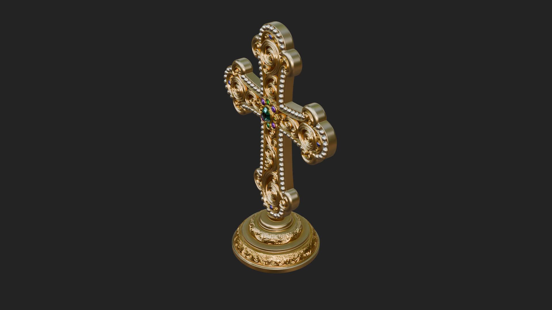 Standing Gem Cross Model Design 5 3D Print Model 3D Model