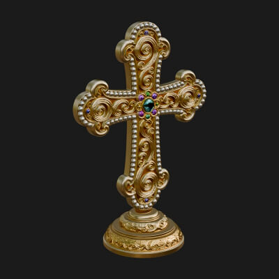 Standing Gem Cross Model Design 5 3D Print Model
