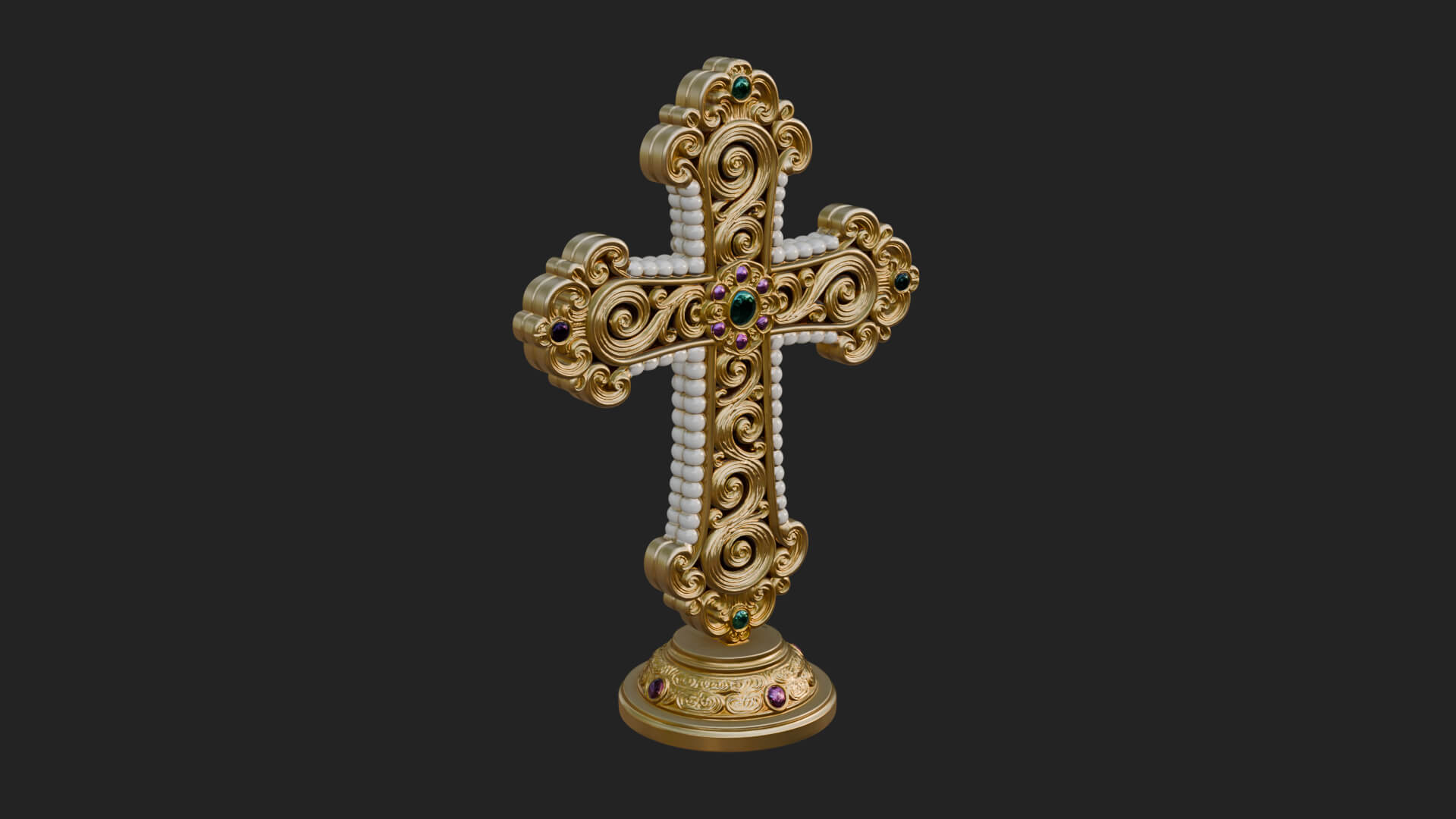 Standing Gem Cross Model Design 6 3D Print Model 3D Model