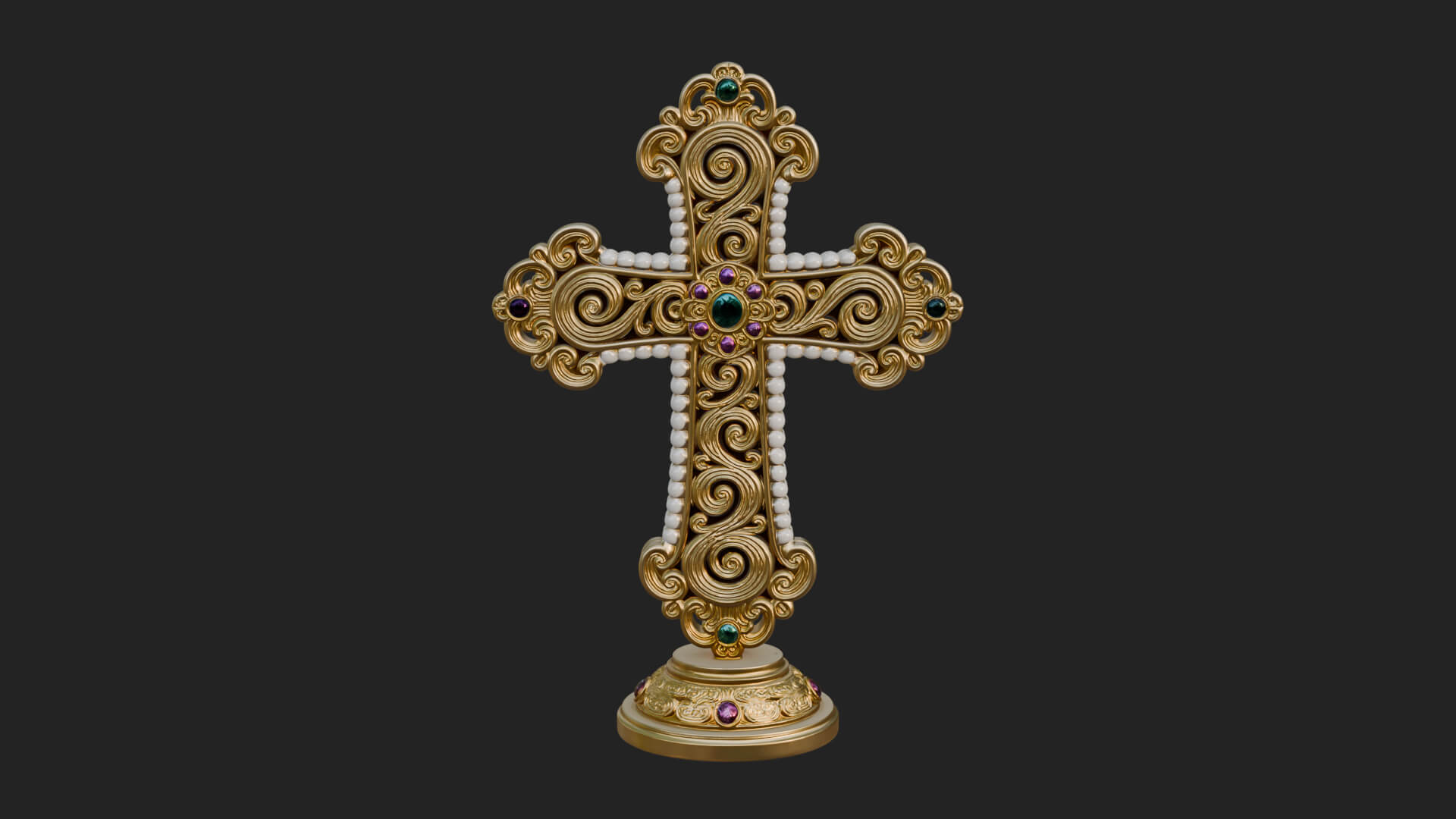Standing Gem Cross Model Design 6 3D Print Model 3D Model