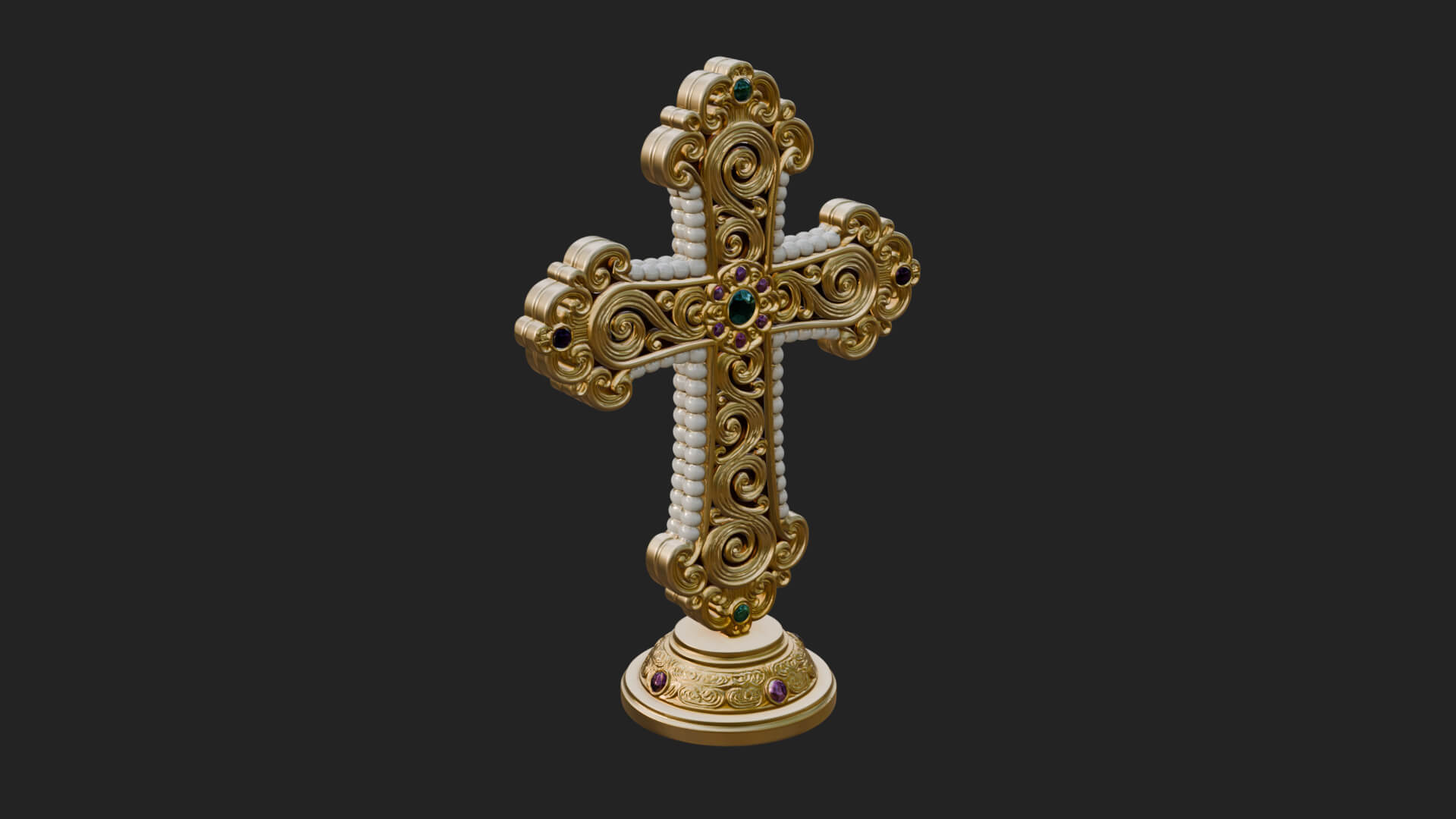 Standing Gem Cross Model Design 6 3D Print Model 3D Model