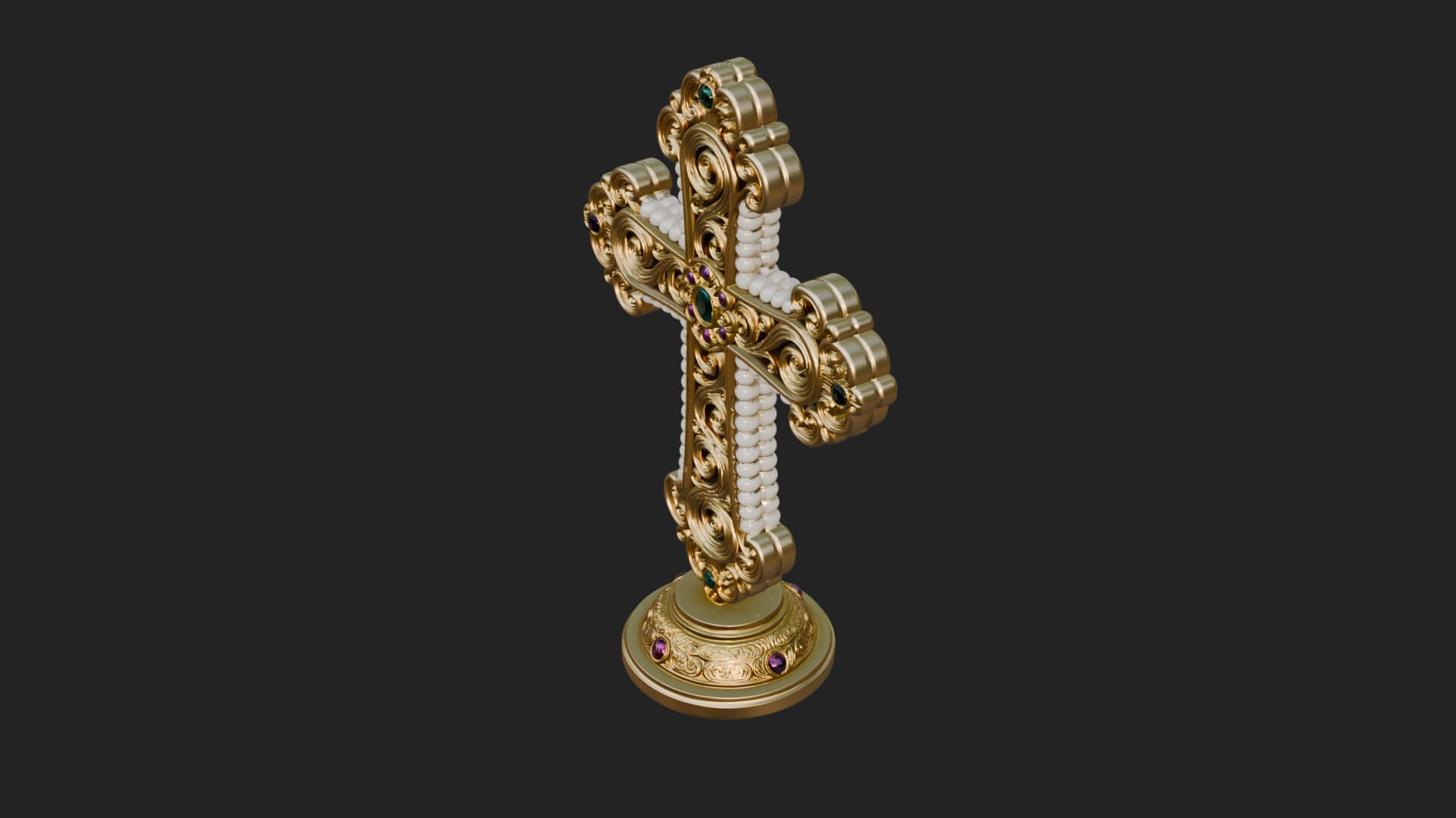 Standing Gem Cross Model Design 6 3D Print Model 3D Model