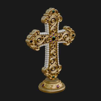 Standing Gem Cross Model Design 6 3D Print Model