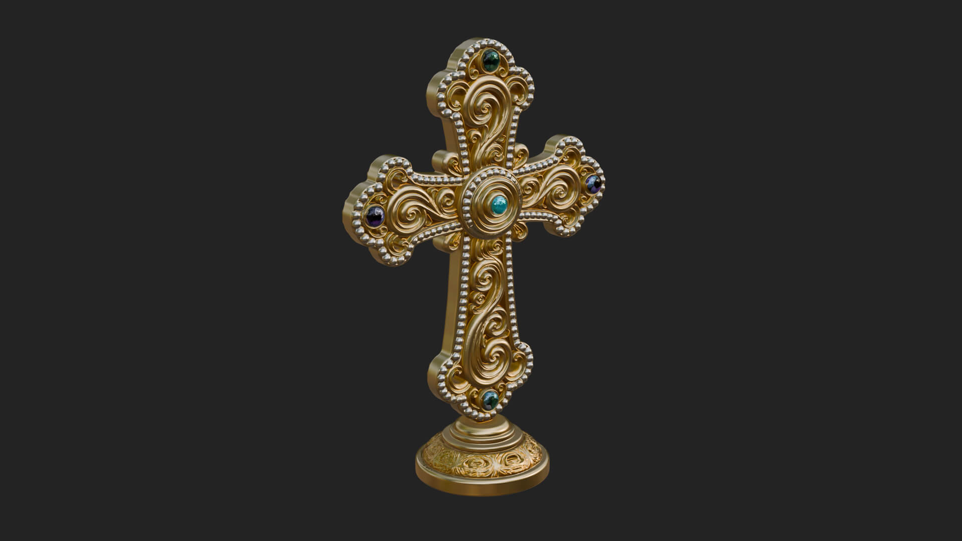 Standing Gem Cross Model Design 7 3D Print Model 3D Model