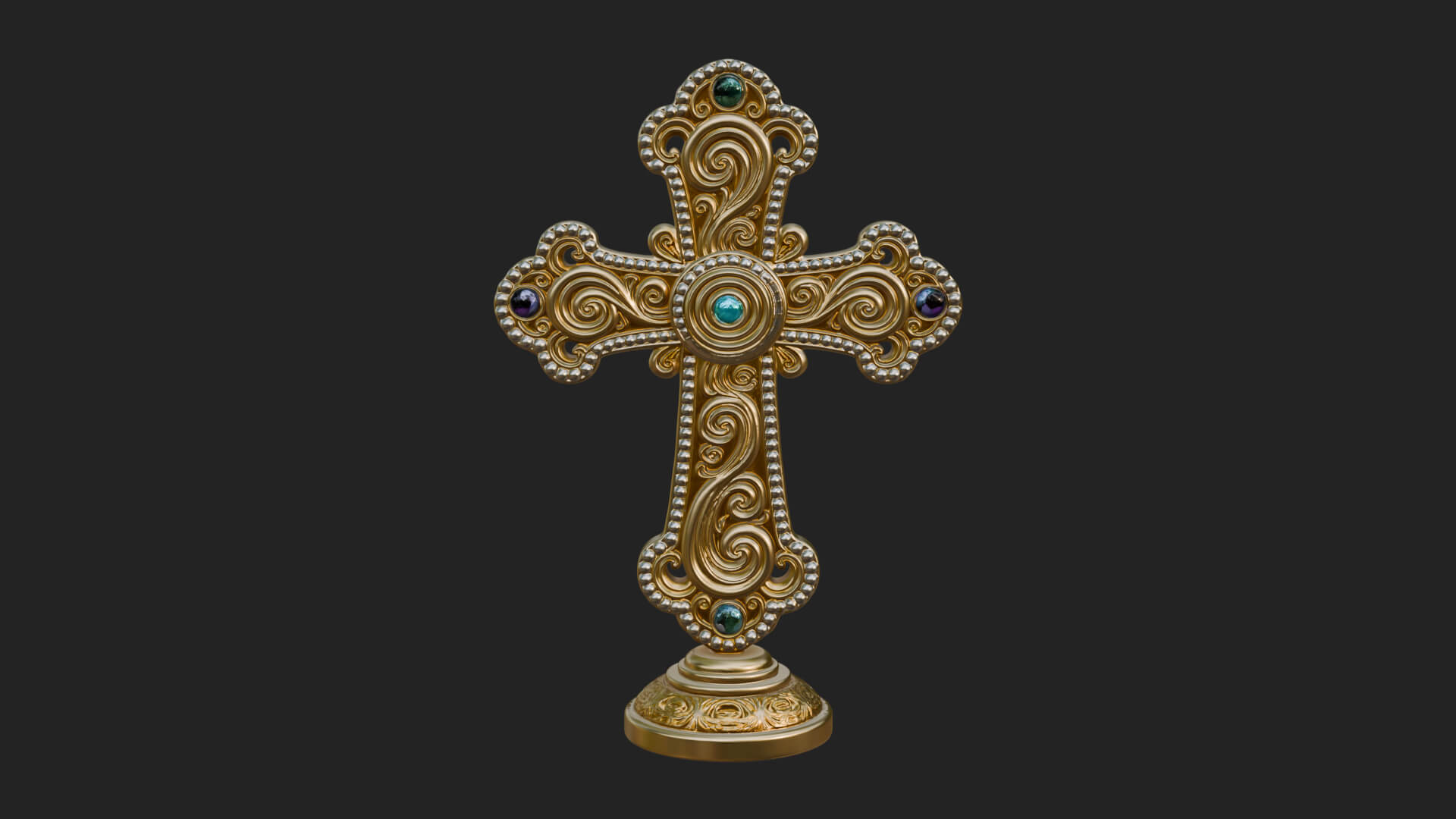 Standing Gem Cross Model Design 7 3D Print Model 3D Model