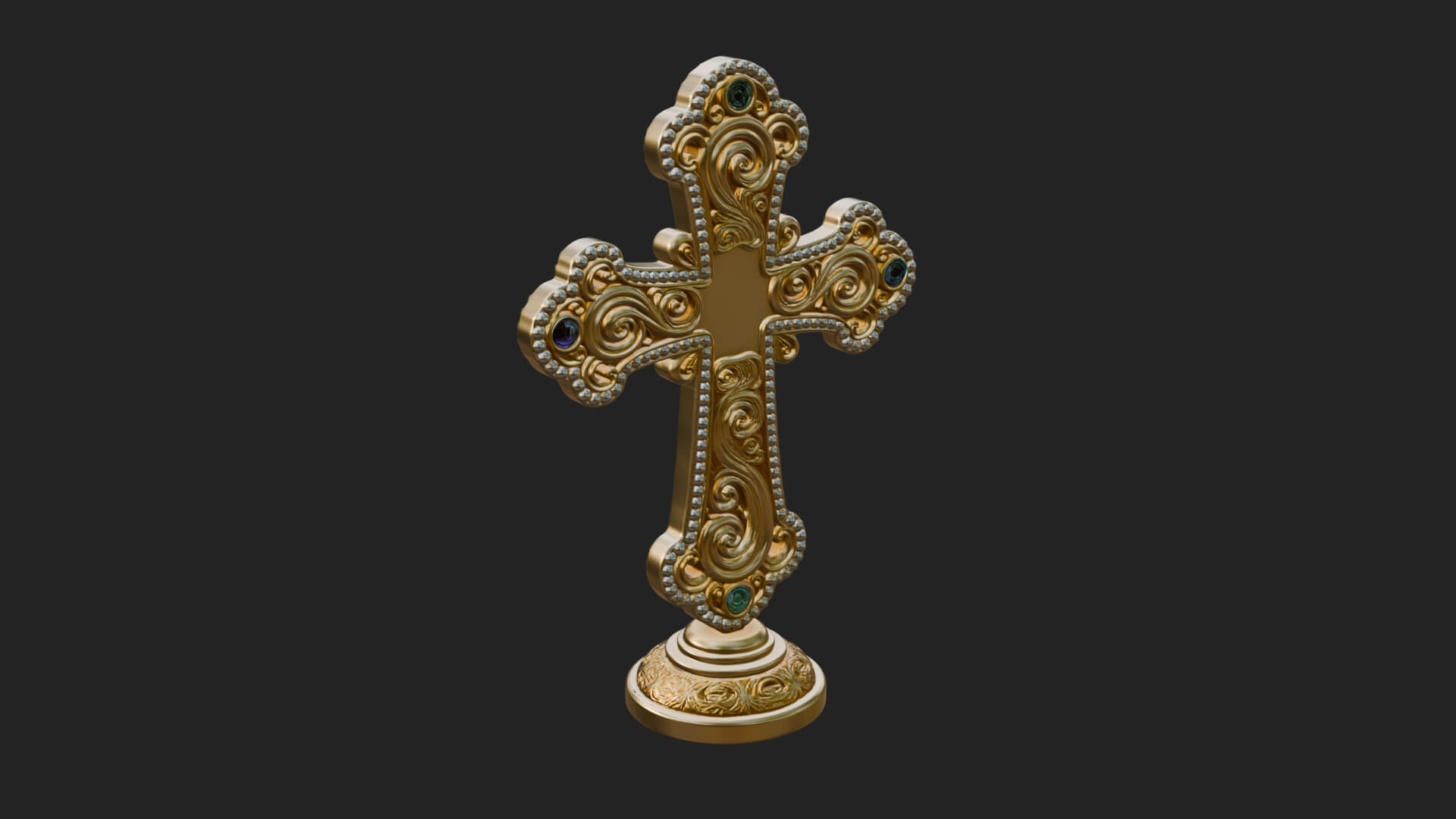 Standing Gem Cross Model Design 7 3D Print Model 3D Model
