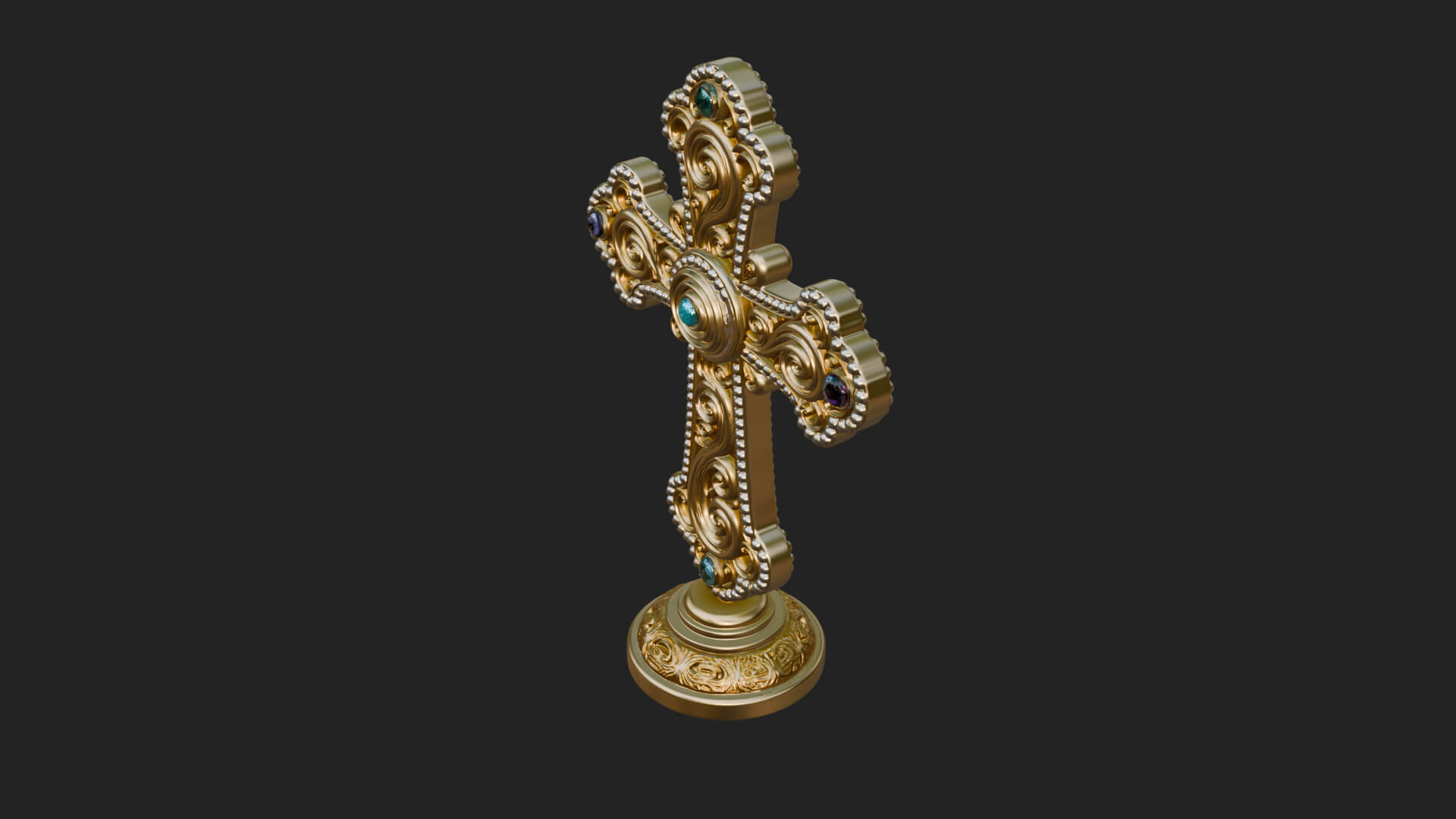 Standing Gem Cross Model Design 7 3D Print Model 3D Model