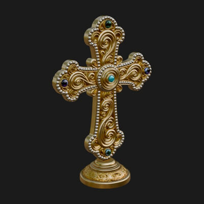 Standing Gem Cross Model Design 7 3D Print Model