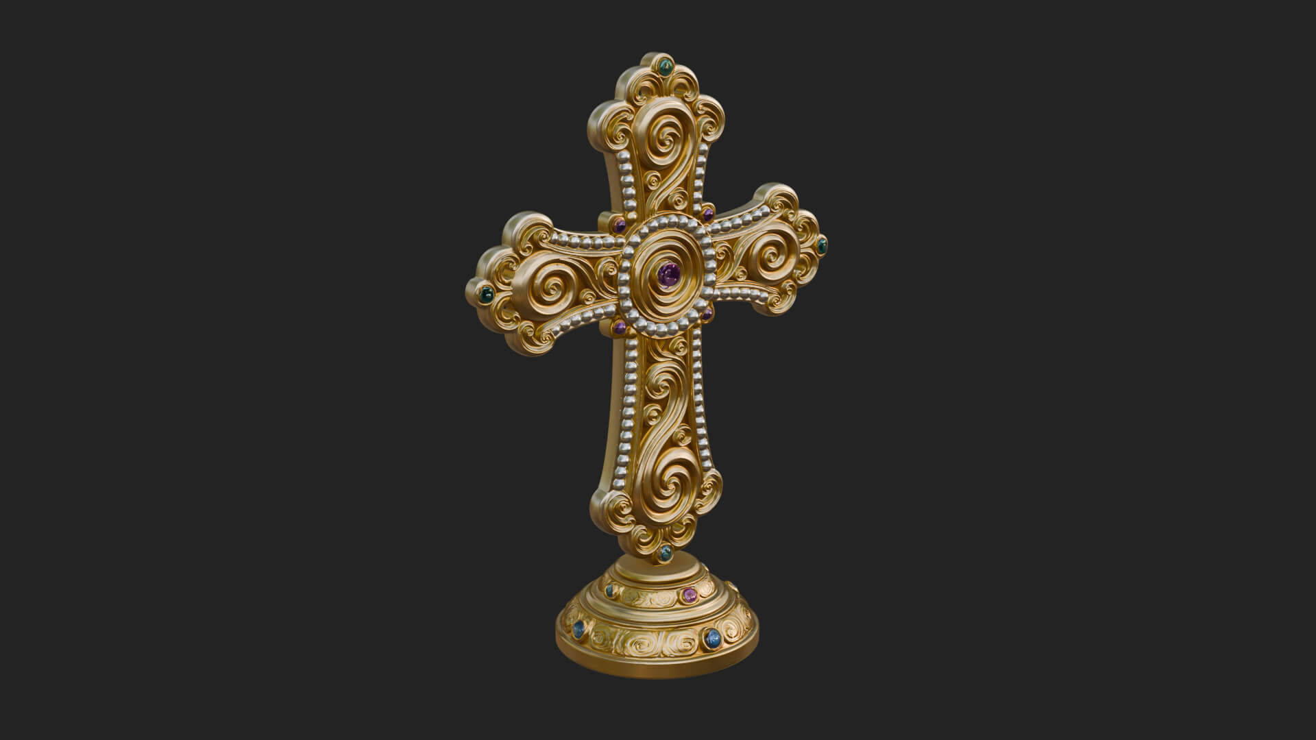 Standing Gem Cross Model Design 8 3D Print Model 3D Model