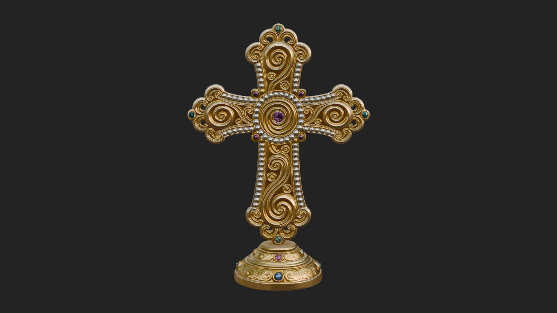 Standing Gem Cross Model Design 8 3D Print Model 3D Model