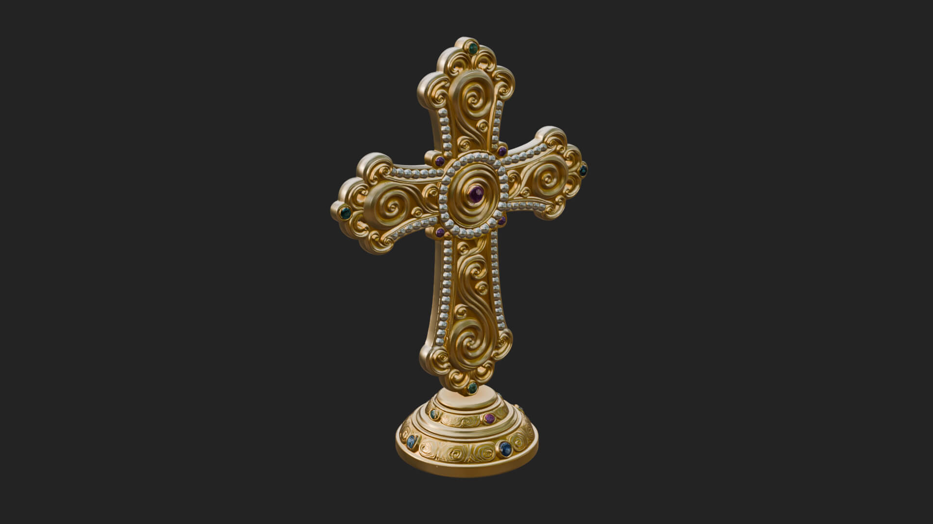 Standing Gem Cross Model Design 8 3D Print Model 3D Model